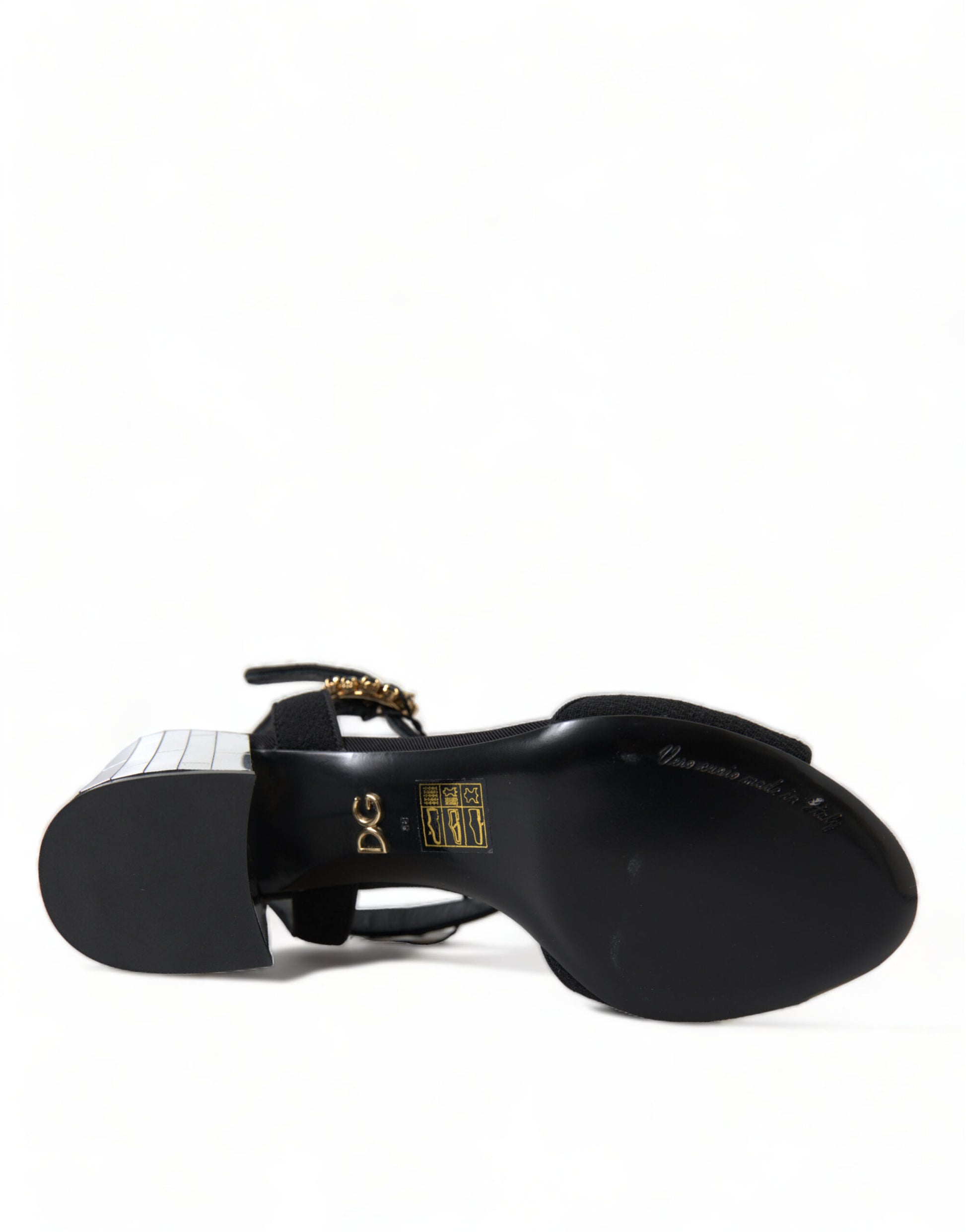 Dolce & Gabbana Black Crystals Ankle Strap Sandals Shoes Dolce & Gabbana