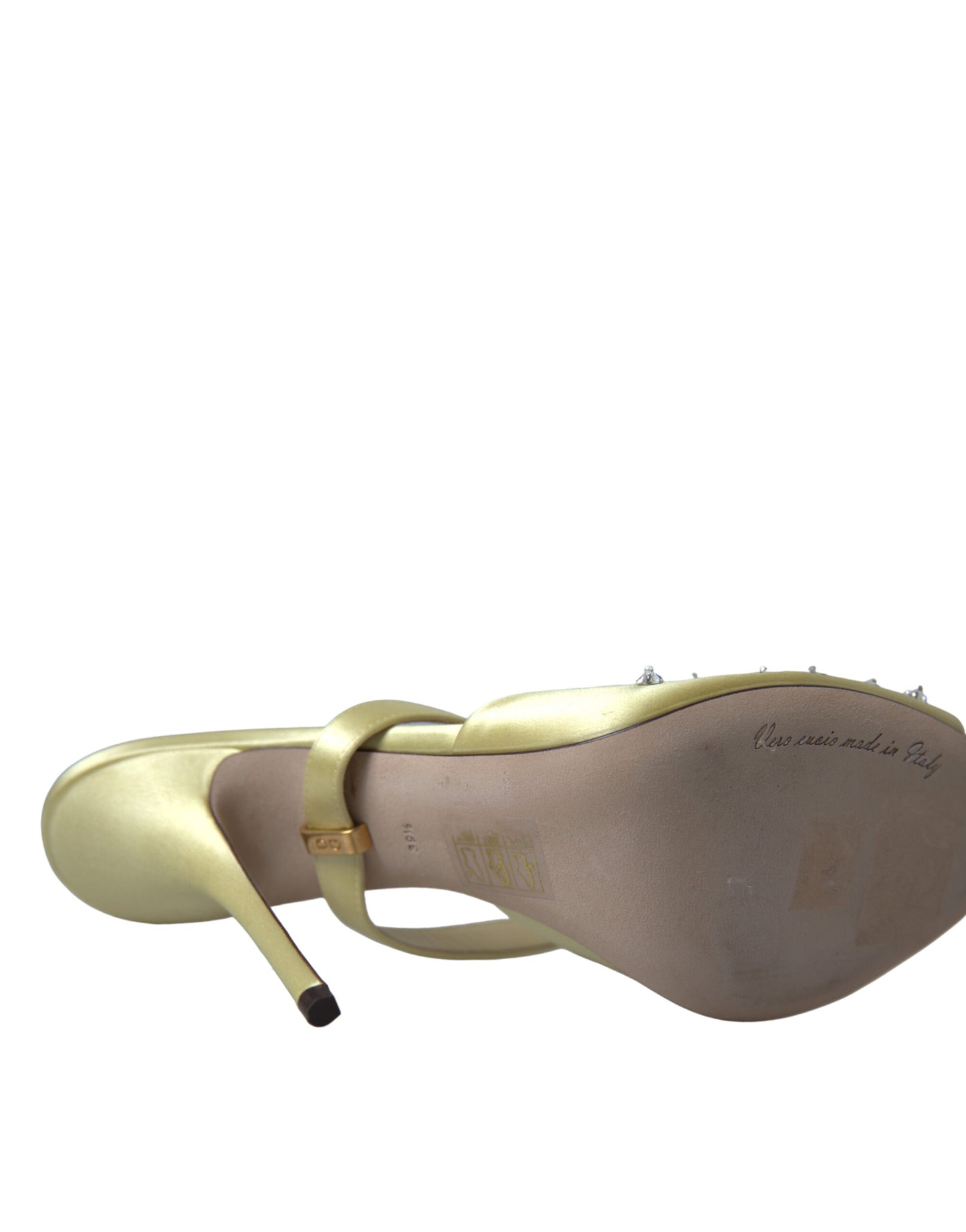 Dolce & Gabbana Yellow Satin Crystal Mary Janes Sandals Dolce & Gabbana