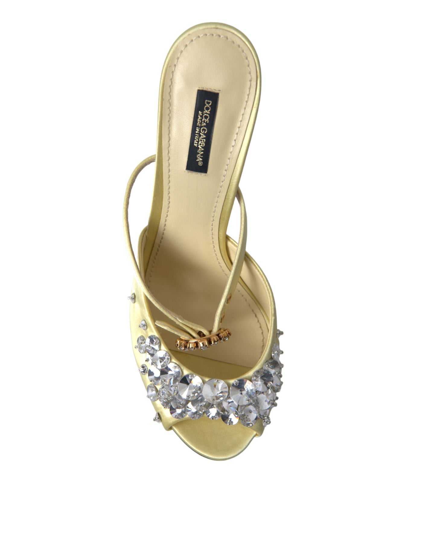 Dolce & Gabbana Yellow Satin Crystal Mary Janes Sandals Dolce & Gabbana