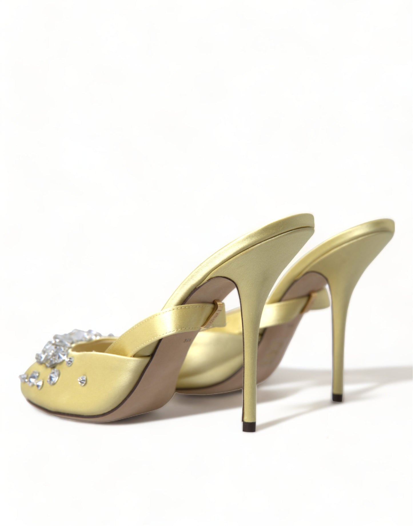 Dolce & Gabbana Yellow Satin Crystal Mary Janes Sandals Dolce & Gabbana