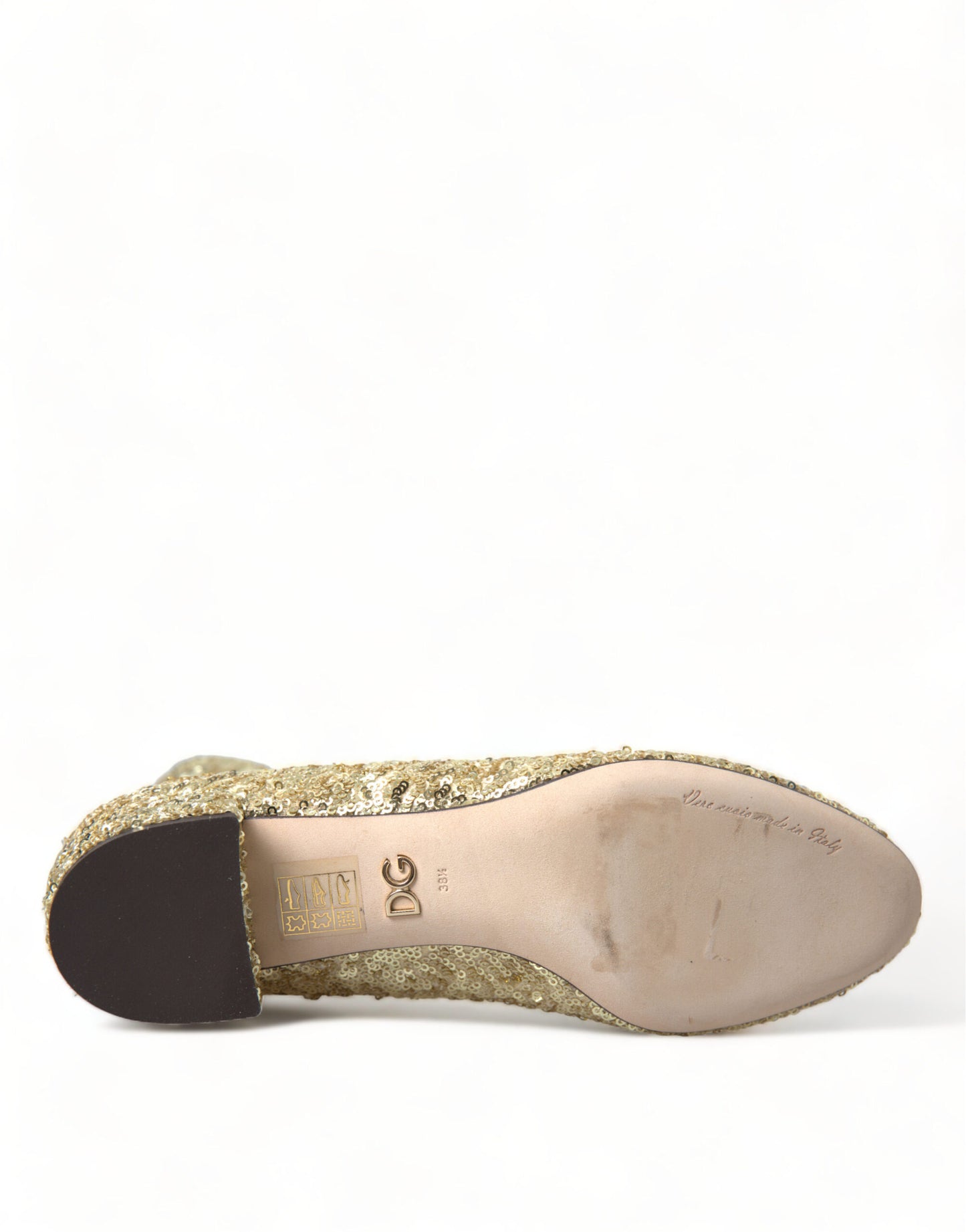 Dolce & Gabbana Gold Sequined Short Boots Stretch Shoes Dolce & Gabbana