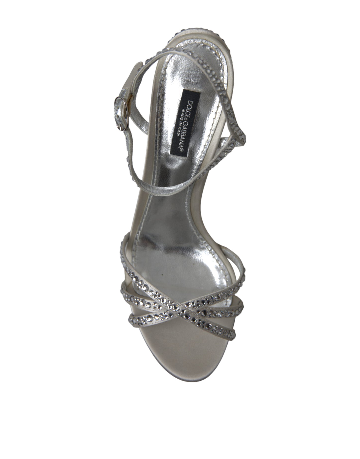 Dolce & Gabbana Silver Crystal Ankle Strap Sandals Shoes Dolce & Gabbana