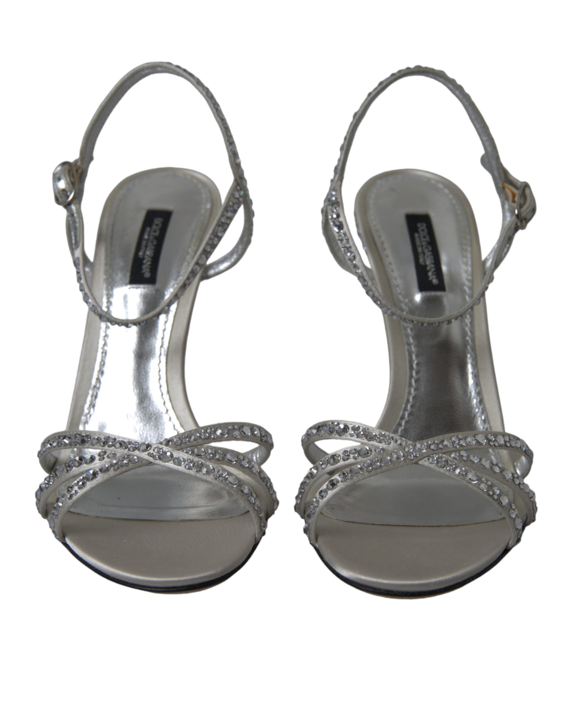 Dolce & Gabbana Silver Crystal Ankle Strap Sandals Shoes Dolce & Gabbana