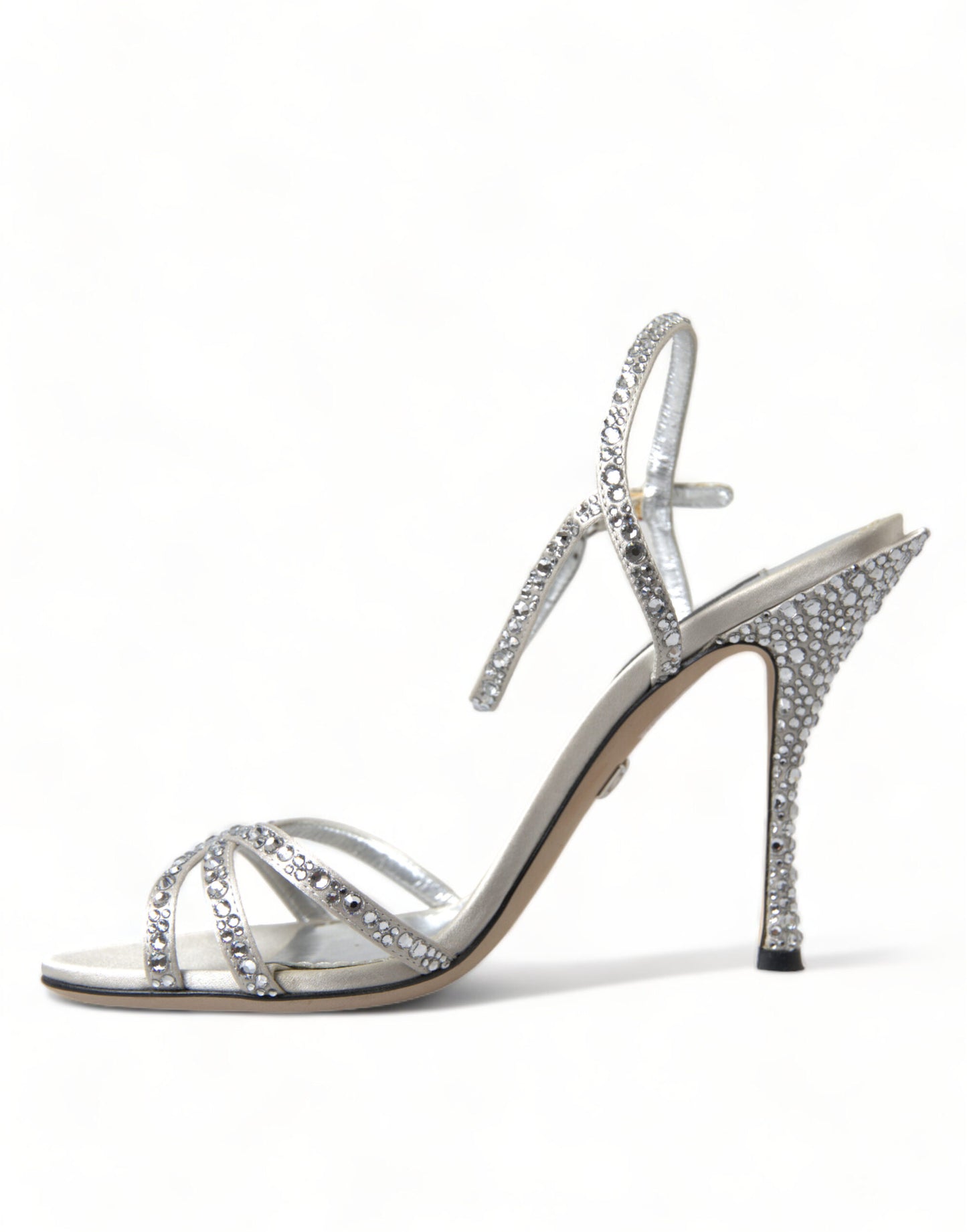 Dolce & Gabbana Silver Crystal Ankle Strap Sandals Shoes Dolce & Gabbana