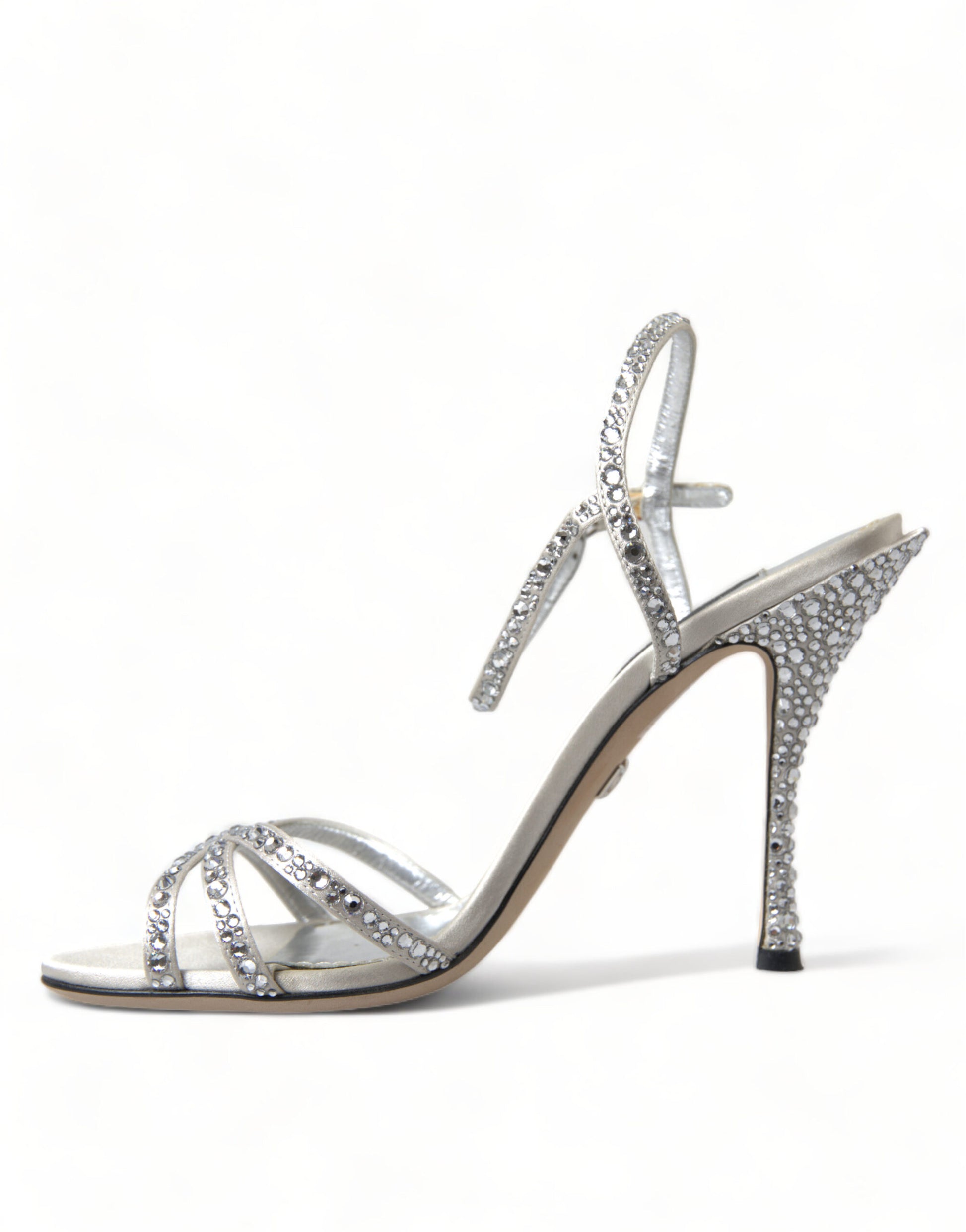Dolce & Gabbana Silver Crystal Ankle Strap Sandals Shoes Dolce & Gabbana