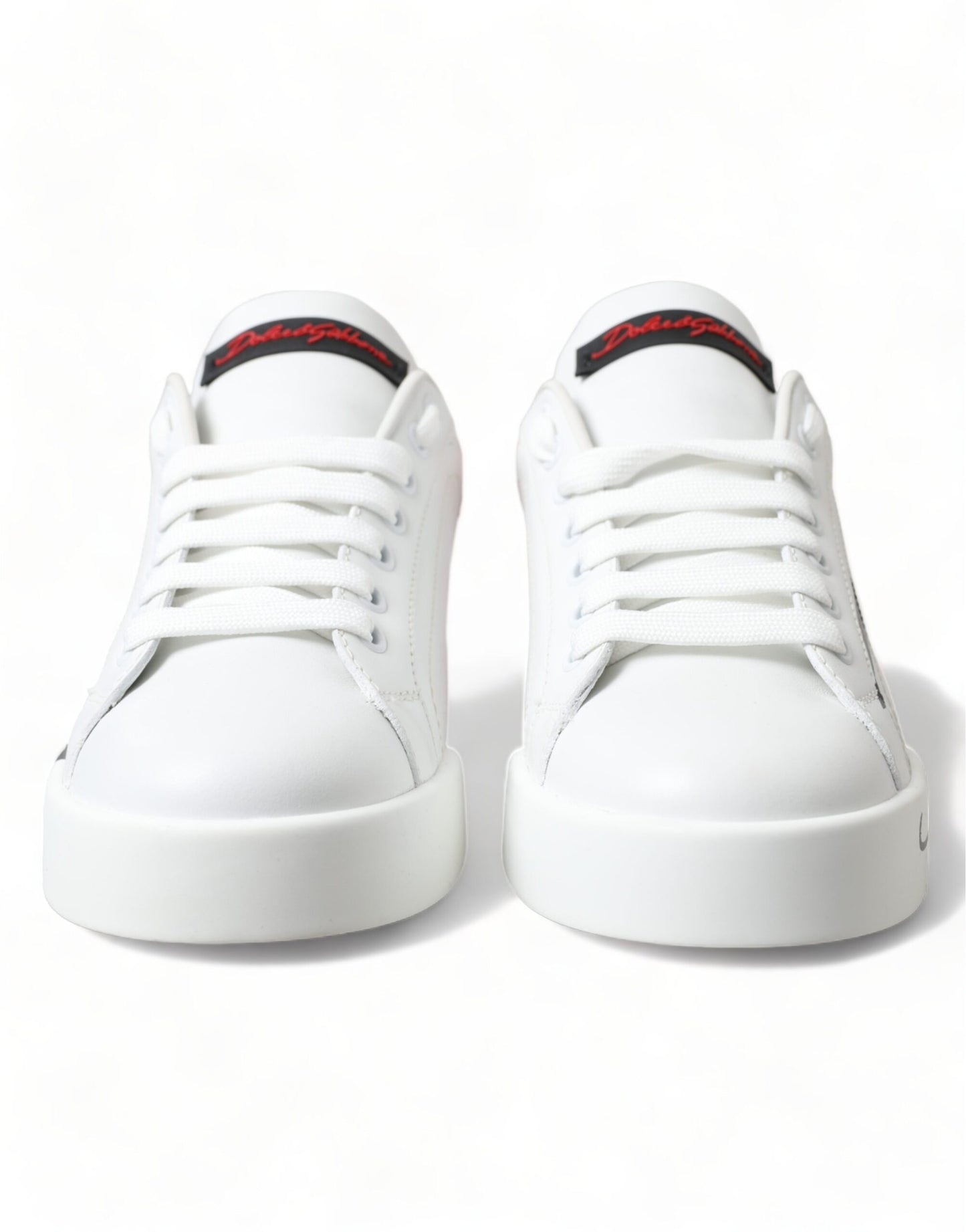 Dolce & Gabbana White Red Lace Up Womens Low Top Sneakers Shoes Dolce & Gabbana