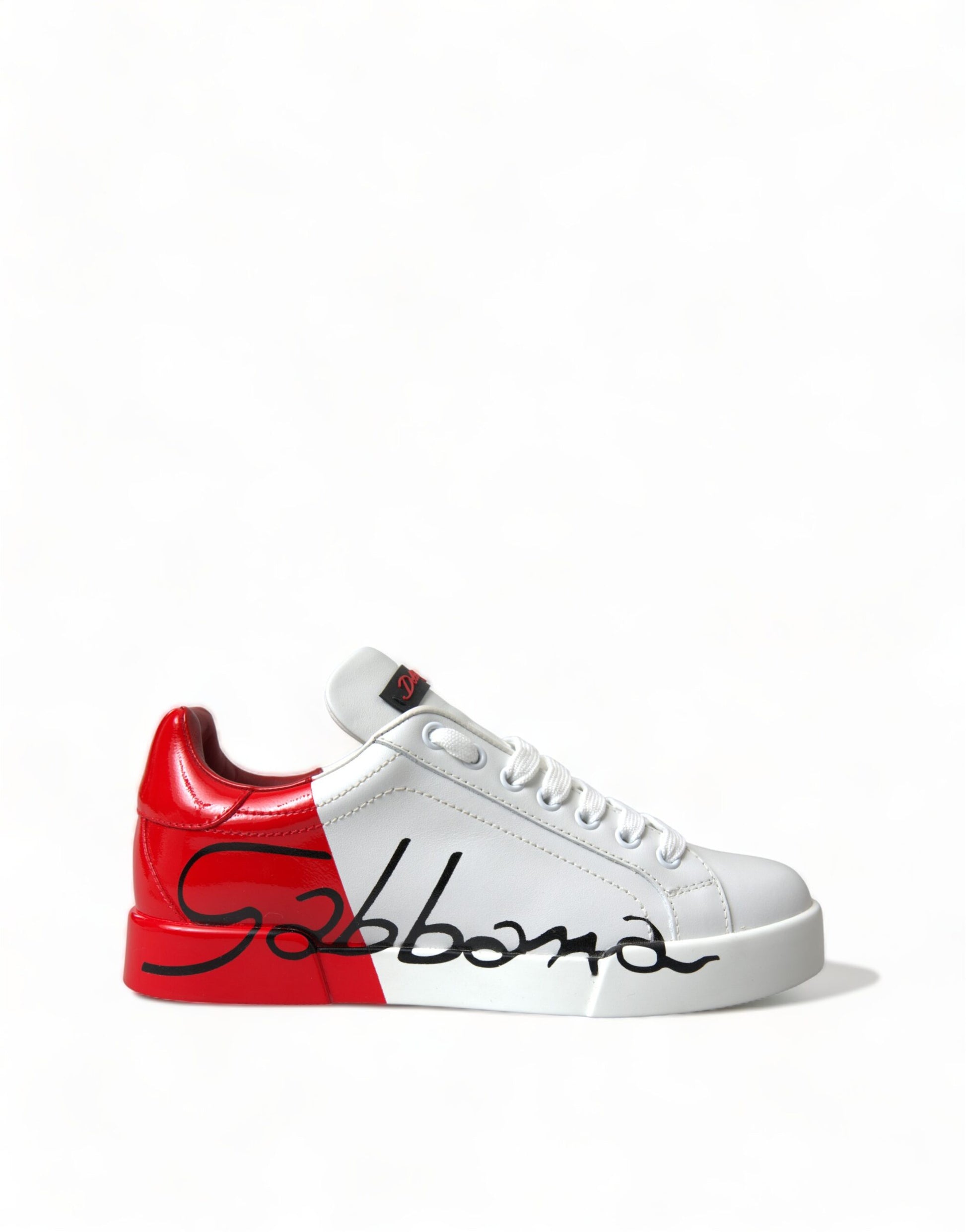 Dolce & Gabbana White Red Lace Up Womens Low Top Sneakers Shoes Dolce & Gabbana