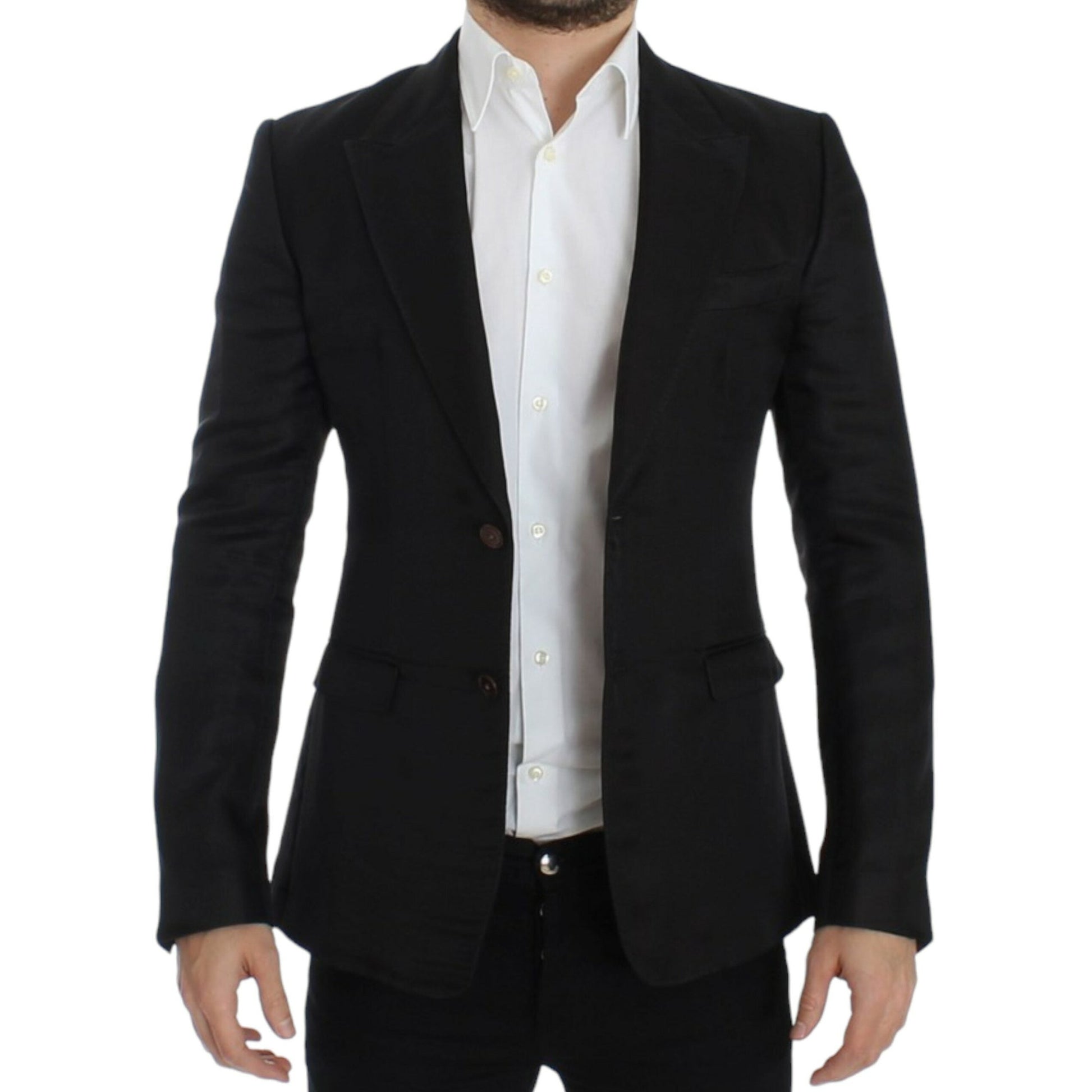 Dolce & Gabbana Black silk slim fit blazer Dolce & Gabbana