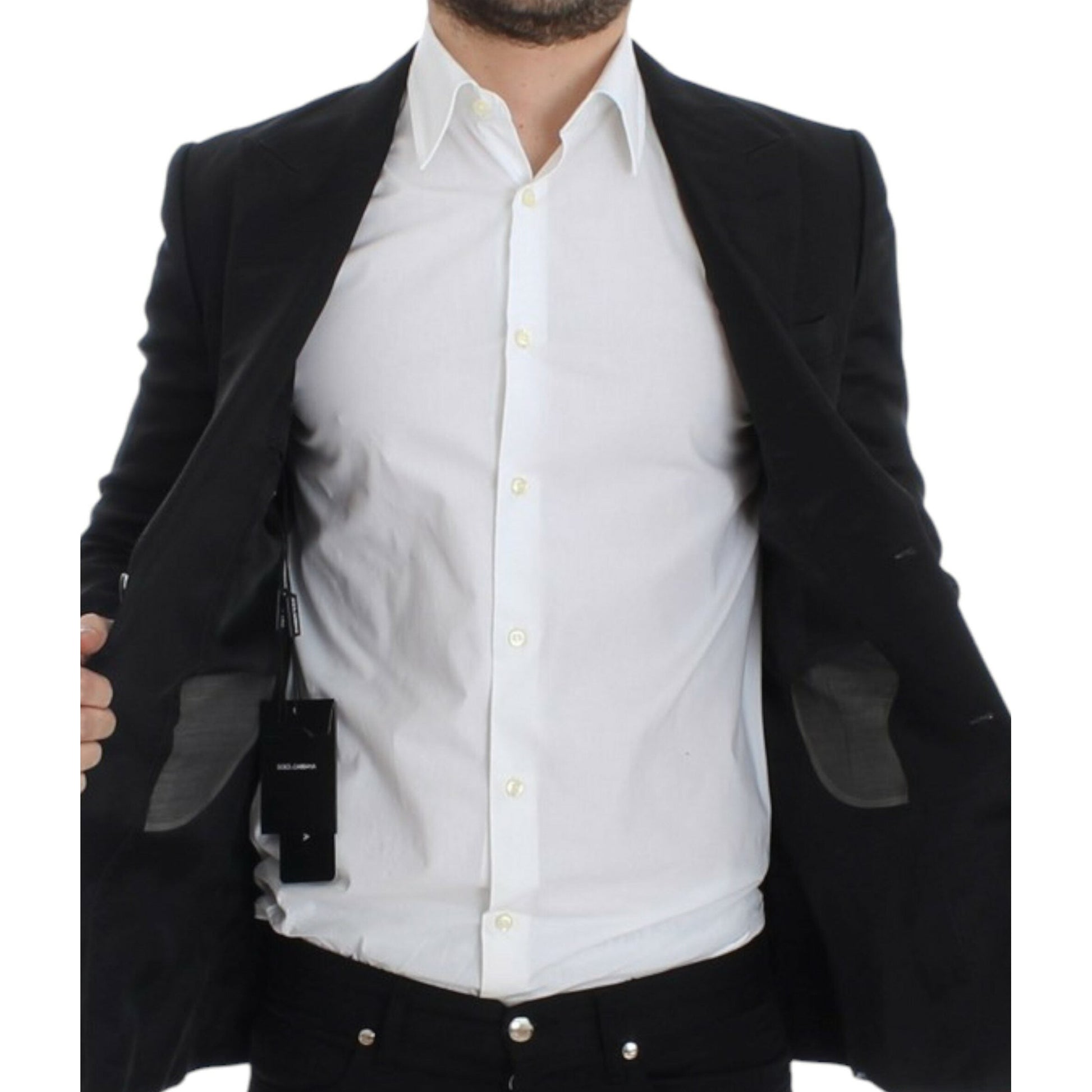 Dolce & Gabbana Black silk slim fit blazer Dolce & Gabbana