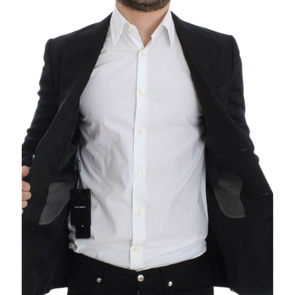 Dolce & Gabbana Black silk slim fit blazer