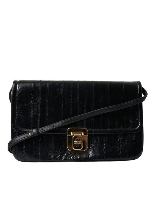 Dolce & Gabbana Black Eelskin Leather Shoulder Document Organizer Bag Dolce & Gabbana