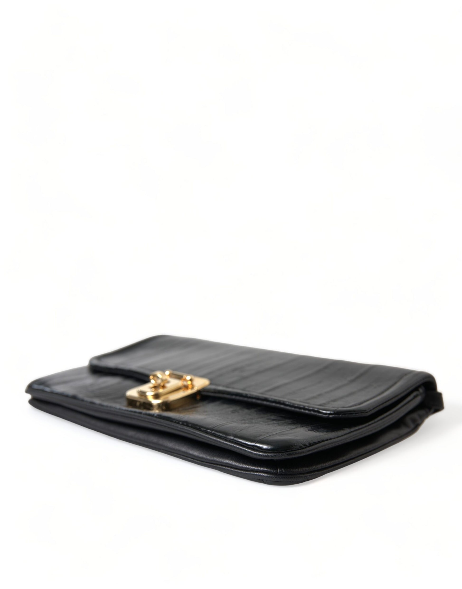 Dolce & Gabbana Black Eelskin Leather Shoulder Document Organizer Bag Dolce & Gabbana