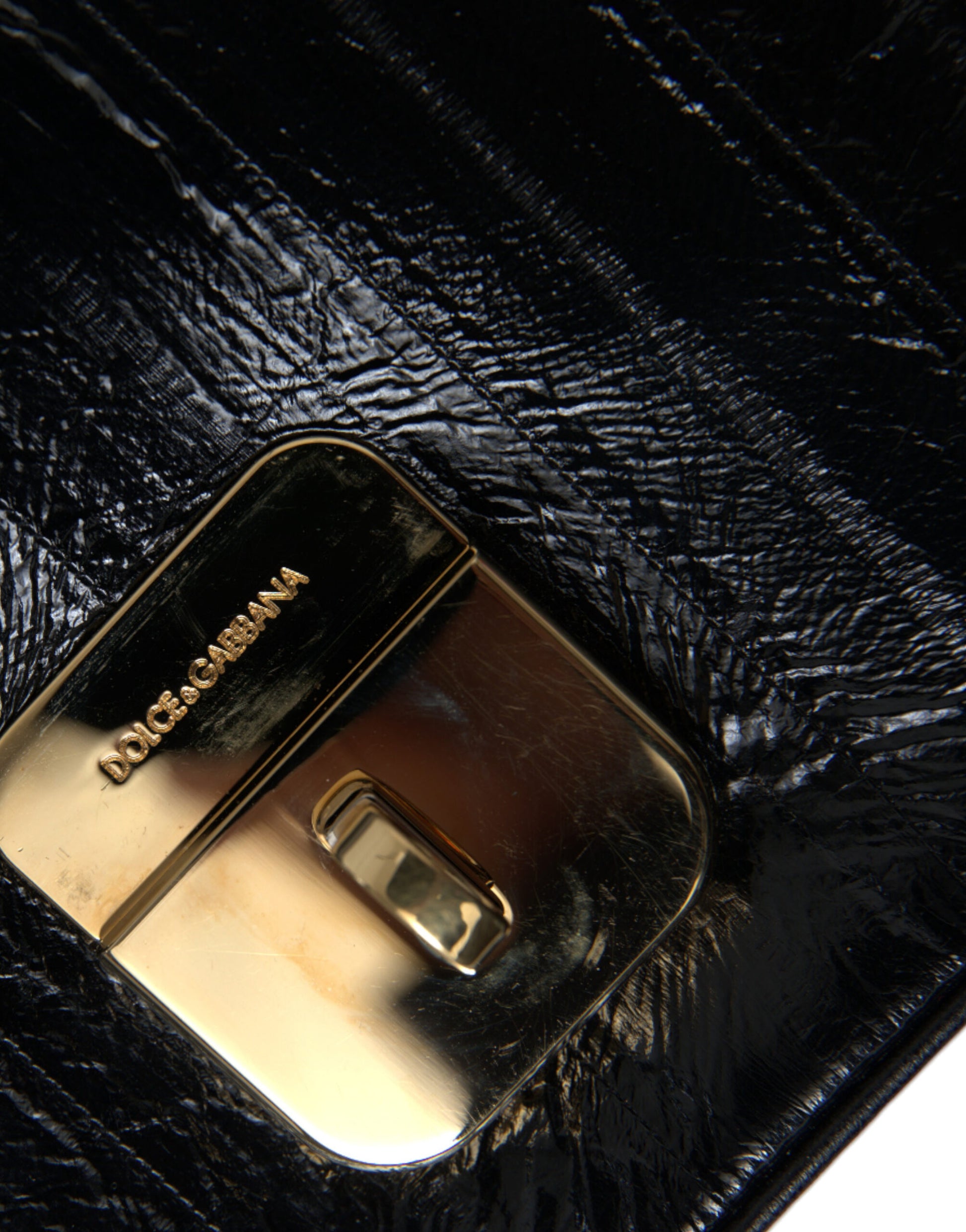 Dolce & Gabbana Black Eelskin Leather Shoulder Document Organizer Bag Dolce & Gabbana