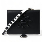 Dolce & Gabbana Black Leather Crystal Embellished Card Holder Wallet