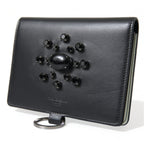 Dolce & Gabbana Black Leather Crystal Embellished Card Holder Wallet