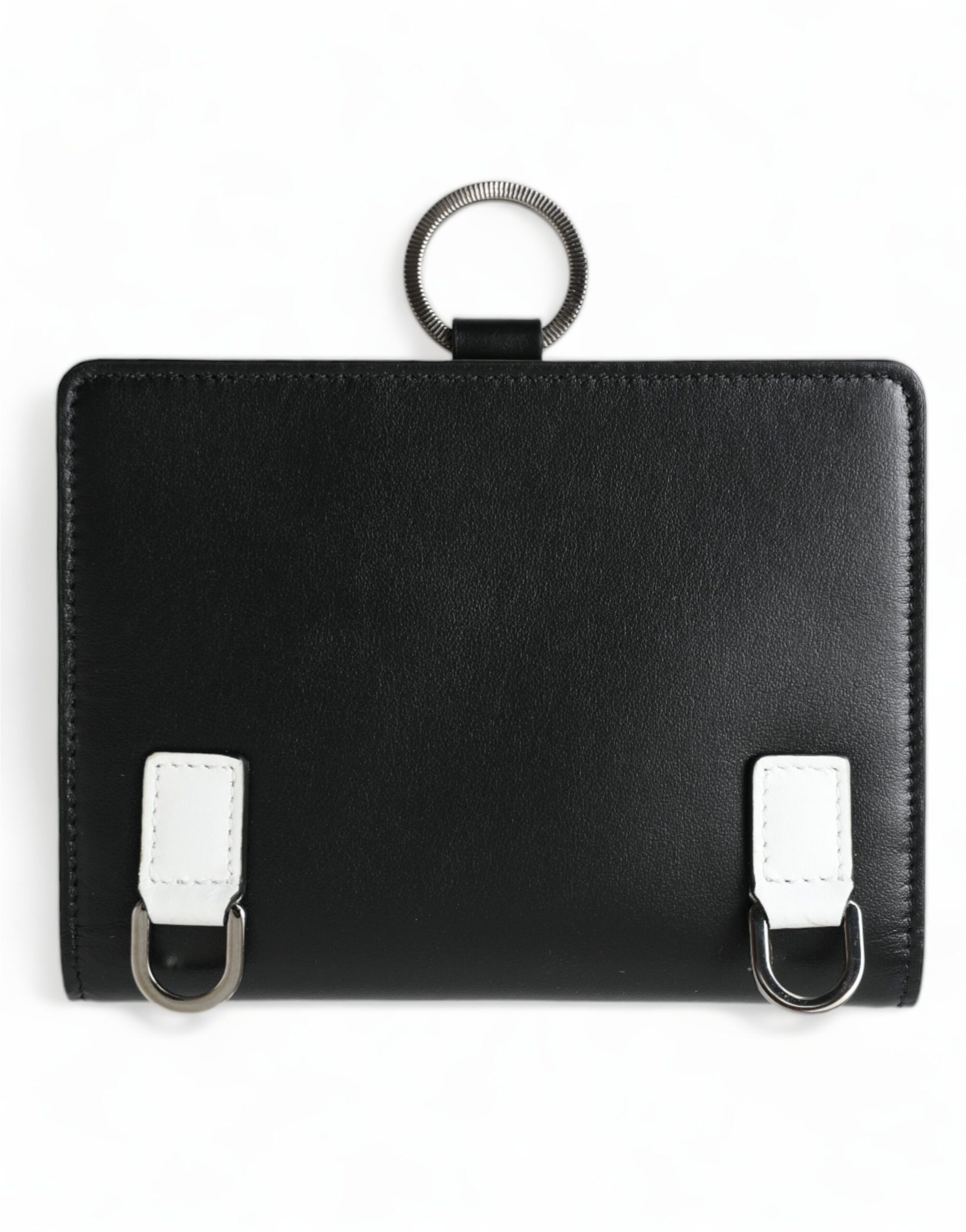 Dolce & Gabbana Black Leather Crystal Embellished Card Holder Wallet Dolce & Gabbana