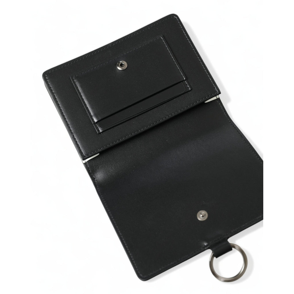 Dolce & Gabbana Black Leather Crystal Embellished Card Holder Wallet