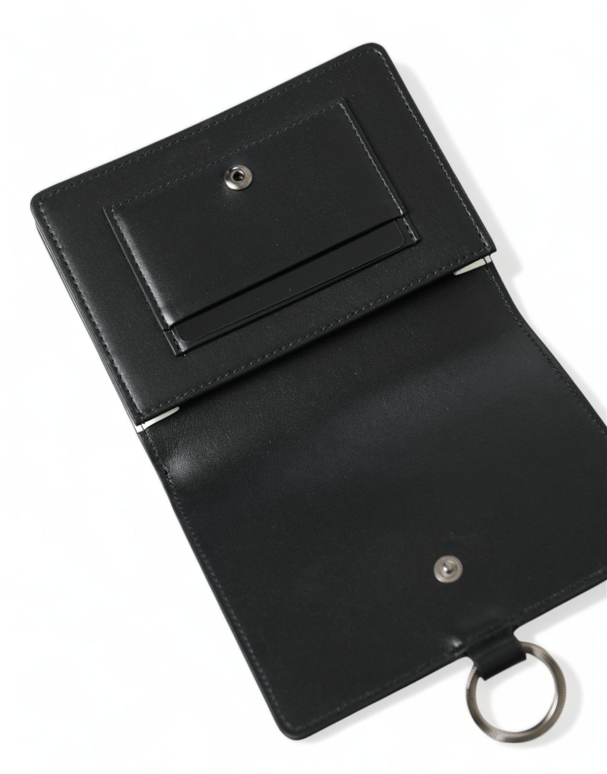 Dolce & Gabbana Black Leather Crystal Embellished Card Holder Wallet Dolce & Gabbana