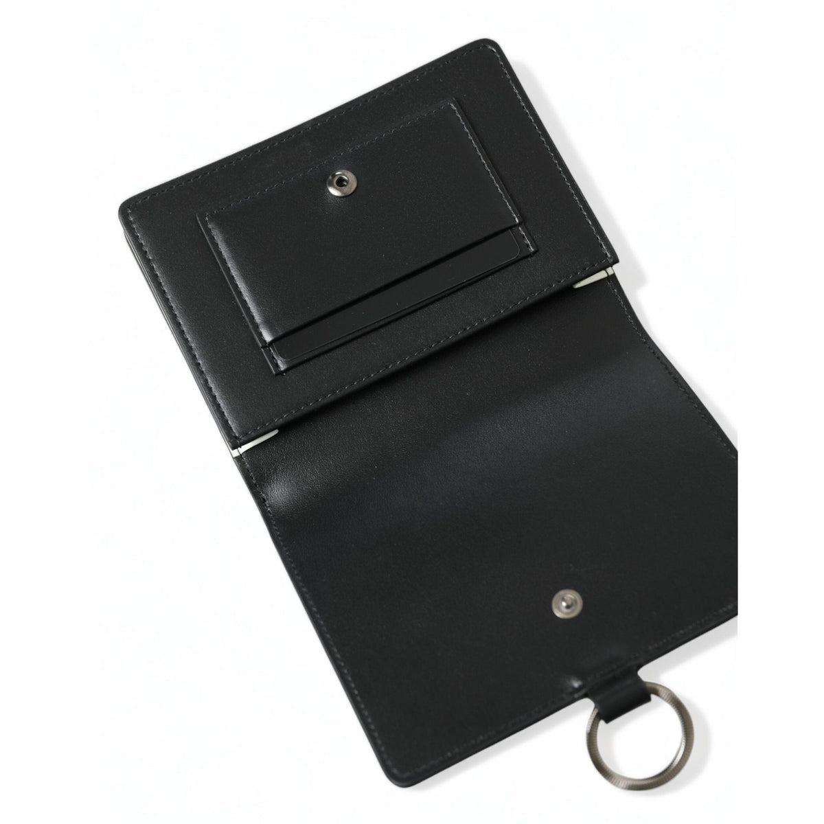 Dolce & Gabbana Black Leather Crystal Embellished Card Holder Wallet