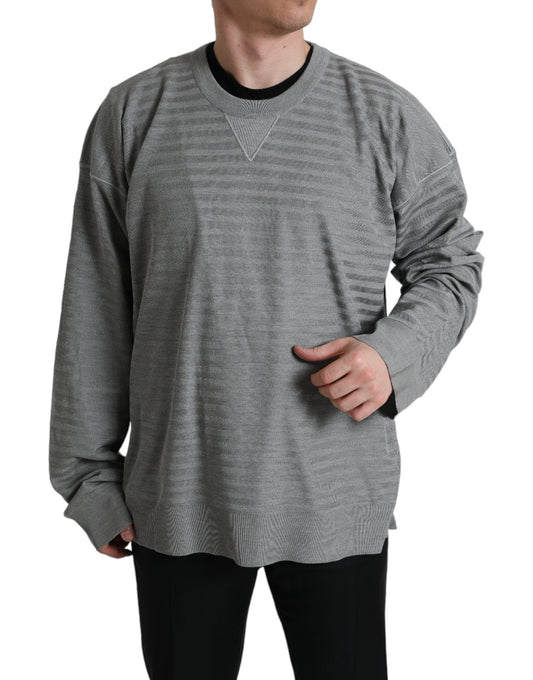Dolce & Gabbana Gray Crewneck Pullover Silk Top Sweater Dolce & Gabbana