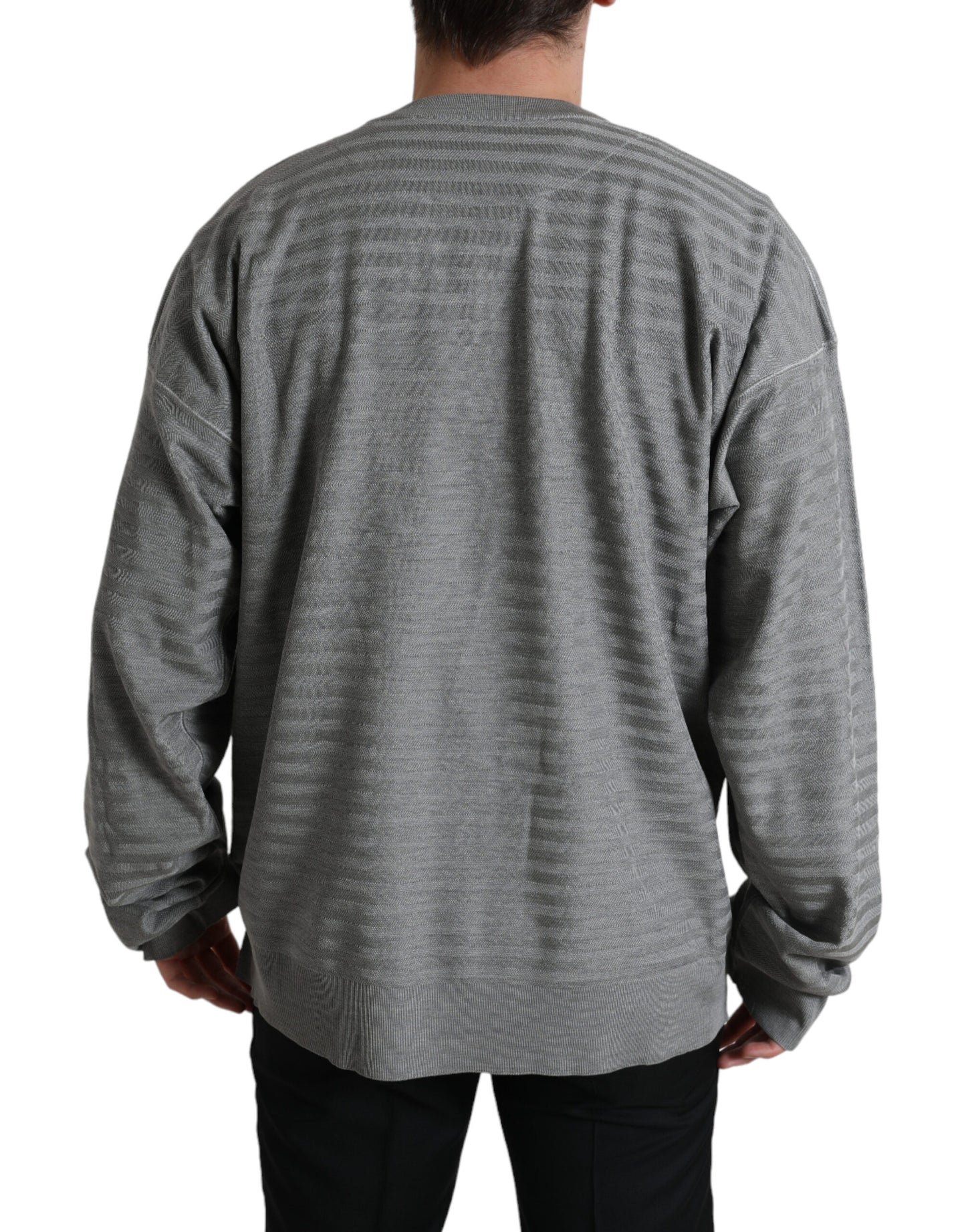 Dolce & Gabbana Gray Crewneck Pullover Silk Top Sweater Dolce & Gabbana