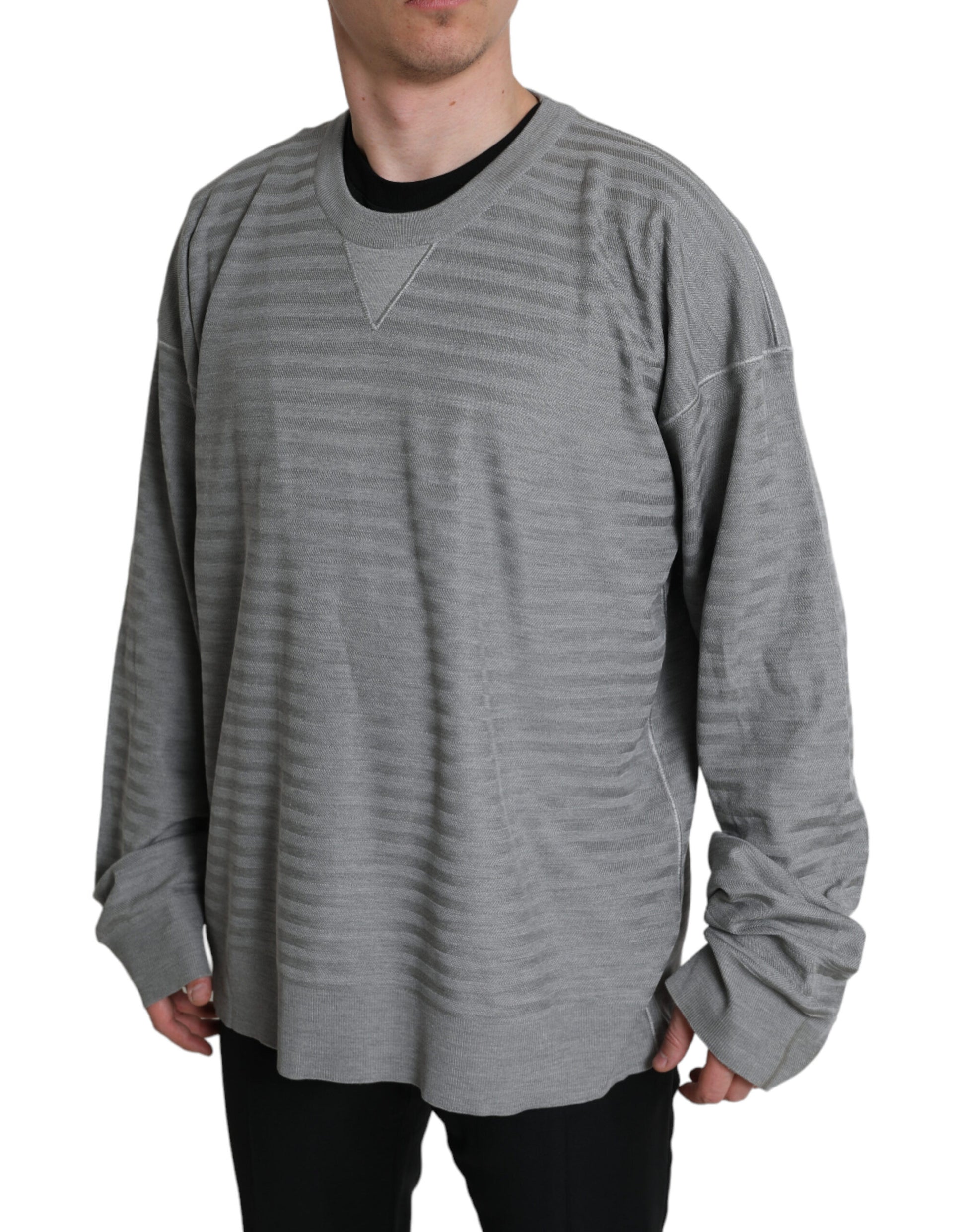 Dolce & Gabbana Gray Crewneck Pullover Silk Top Sweater Dolce & Gabbana
