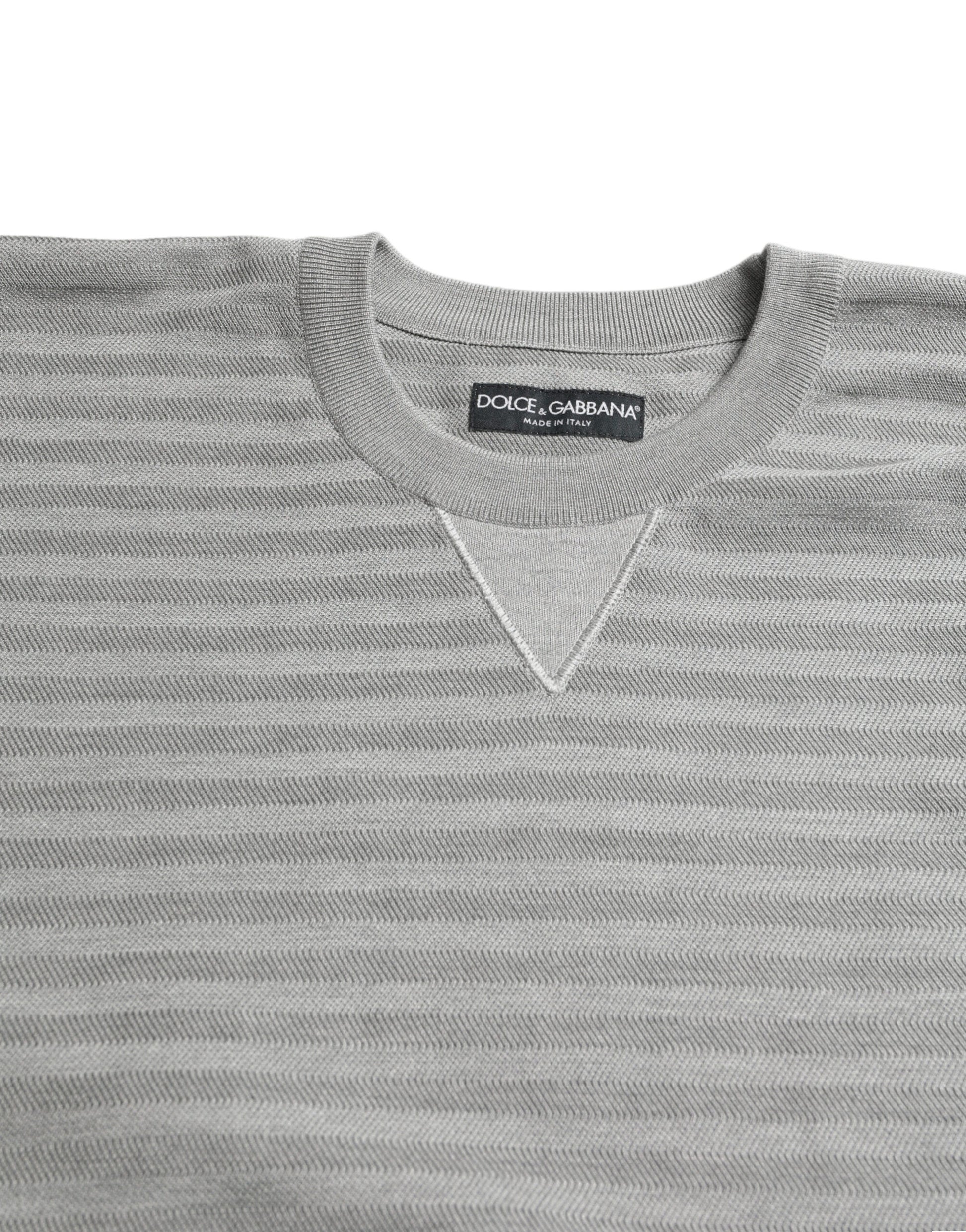 Dolce & Gabbana Gray Crewneck Pullover Silk Top Sweater Dolce & Gabbana