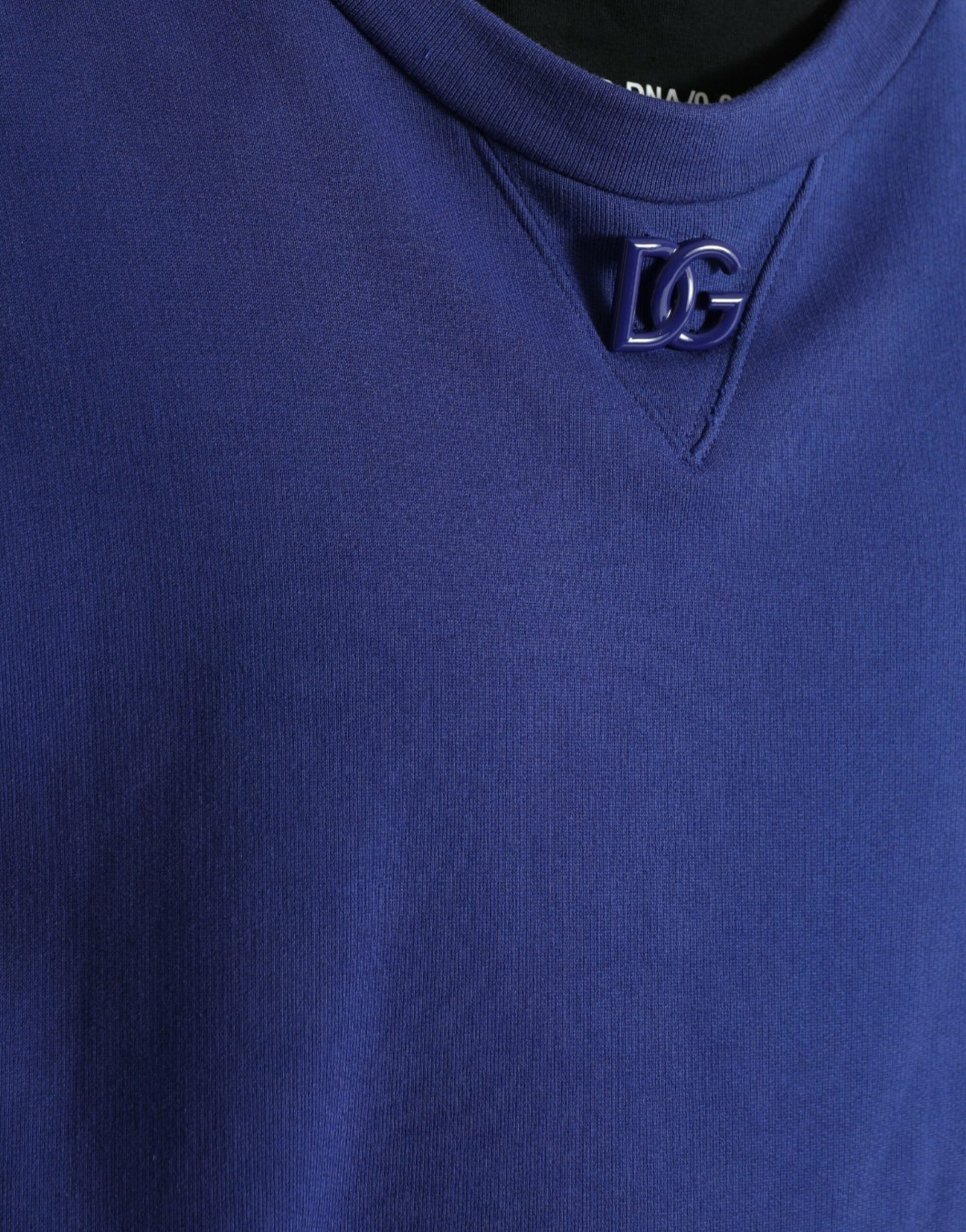 Dolce & Gabbana Royal Blue Cotton Crewneck Pullover Sweater Dolce & Gabbana