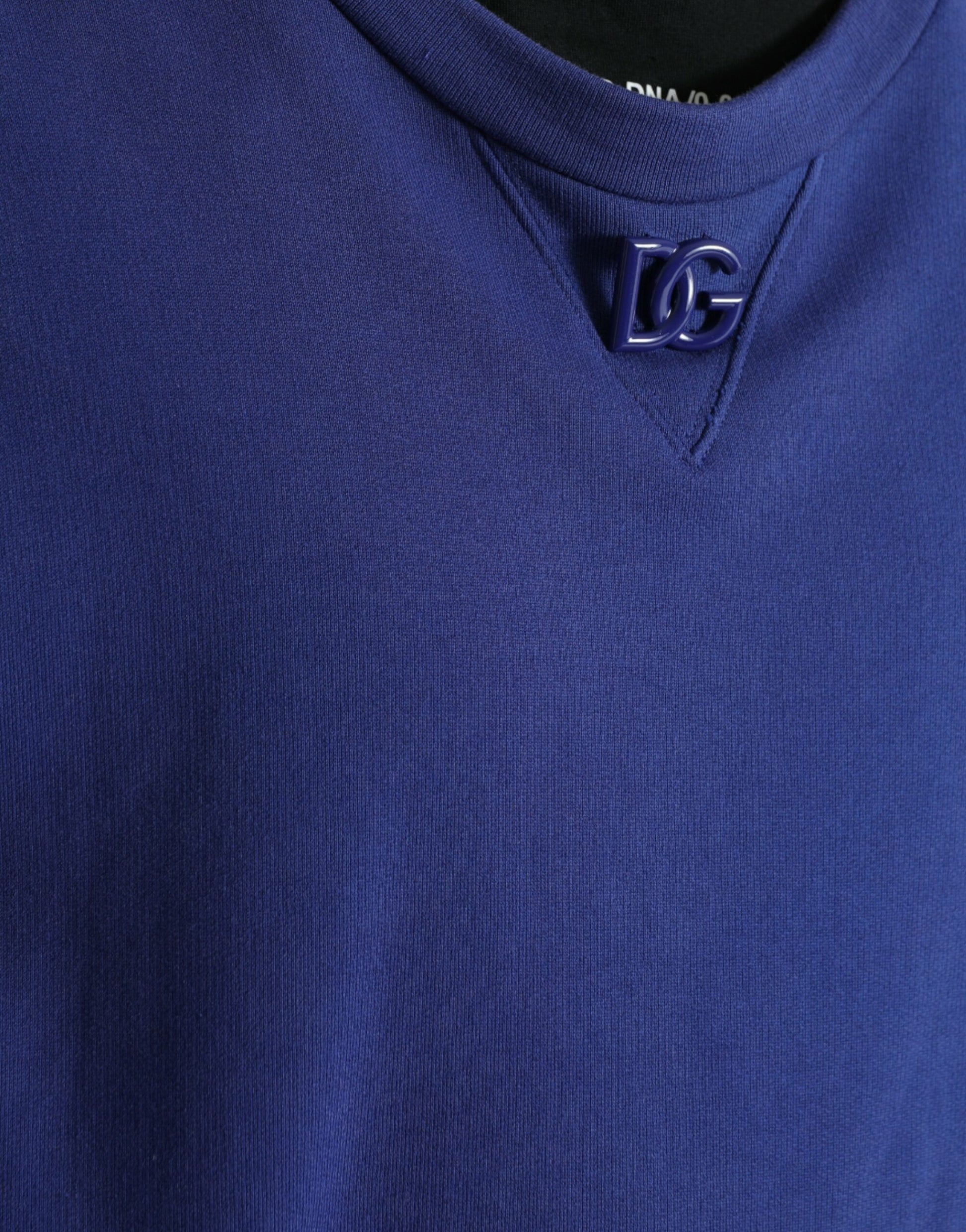Dolce & Gabbana Royal Blue Cotton Crewneck Pullover Sweater Dolce & Gabbana