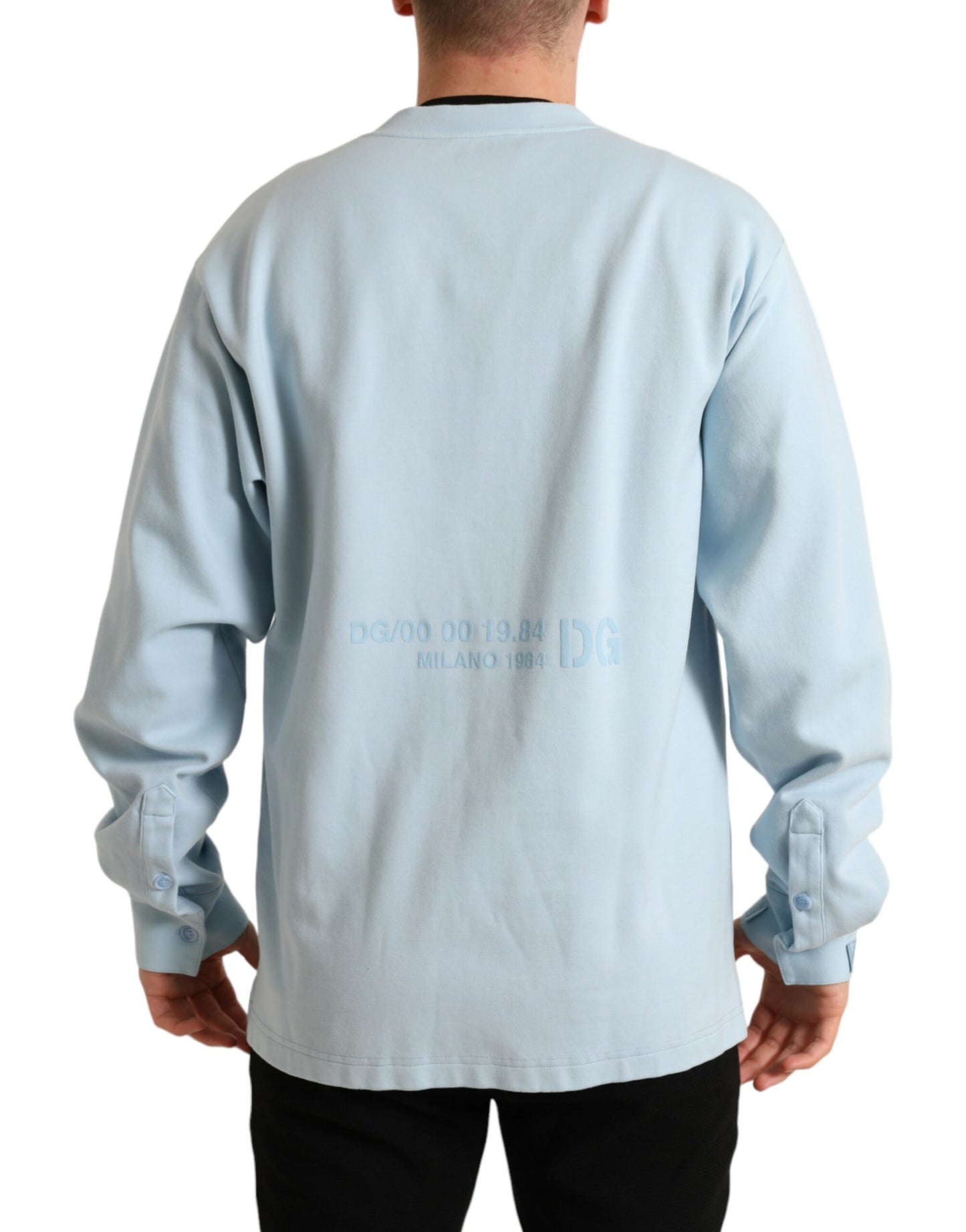 Dolce & Gabbana Light Blue Cotton Buttoned Pullover Sweater Dolce & Gabbana
