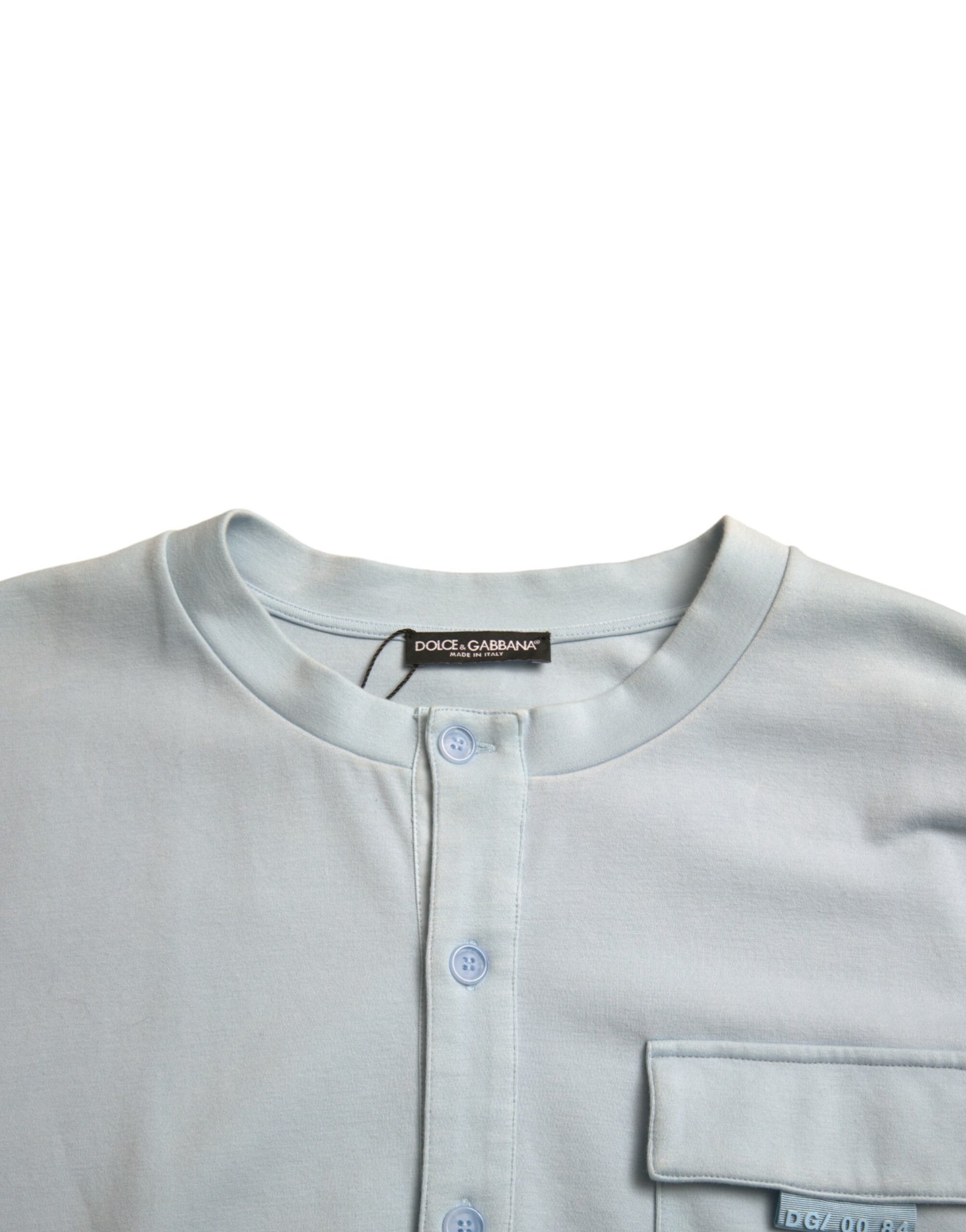 Dolce & Gabbana Light Blue Cotton Buttoned Pullover Sweater Dolce & Gabbana