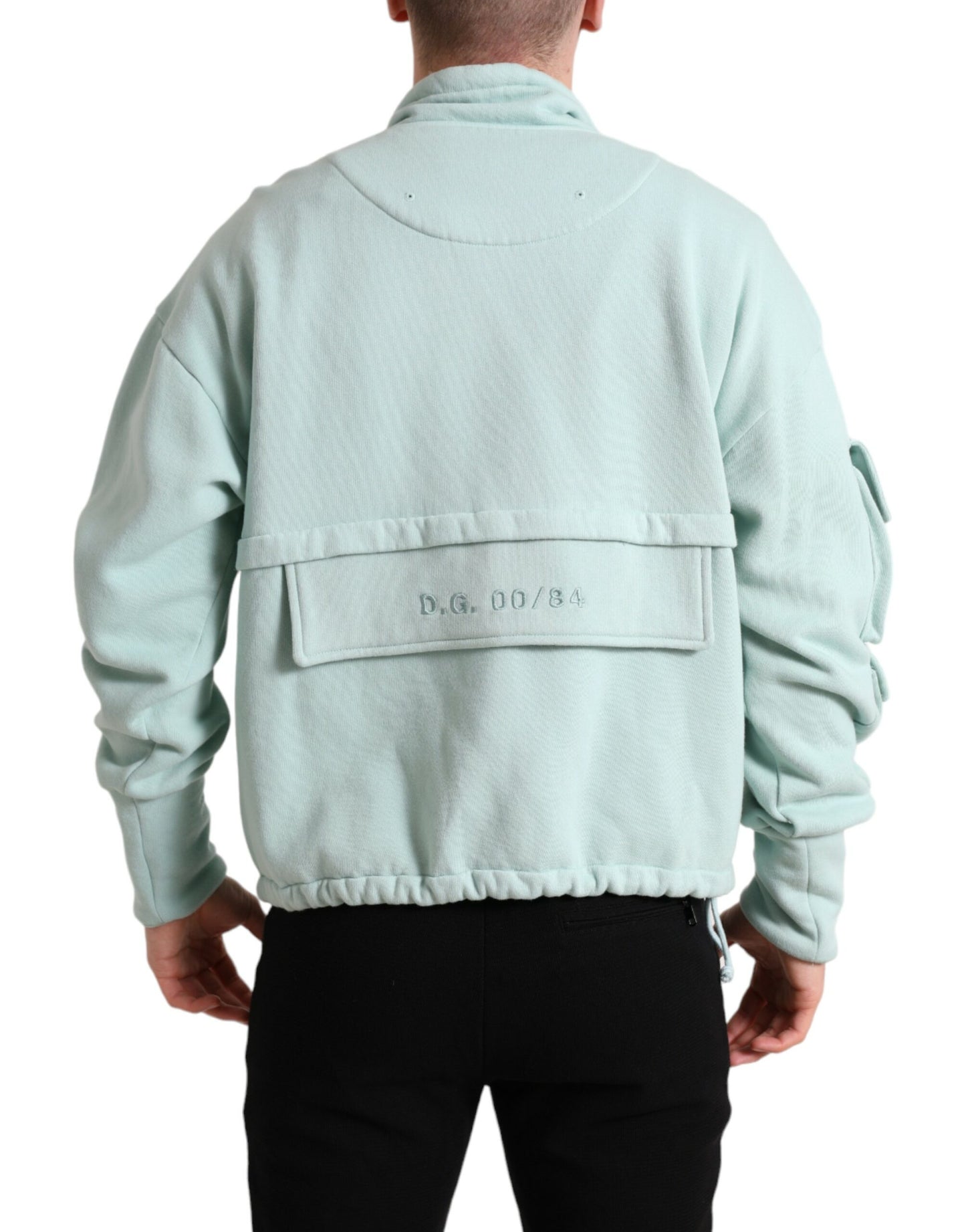 Dolce & Gabbana Mint Green Cotton Pockets Pullover Sweater Dolce & Gabbana