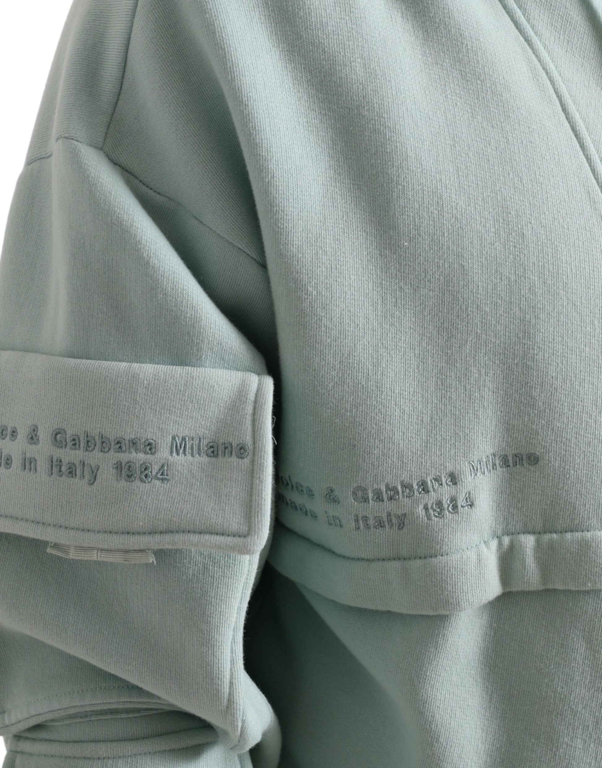 Dolce & Gabbana Mint Green Cotton Pockets Pullover Sweater Dolce & Gabbana