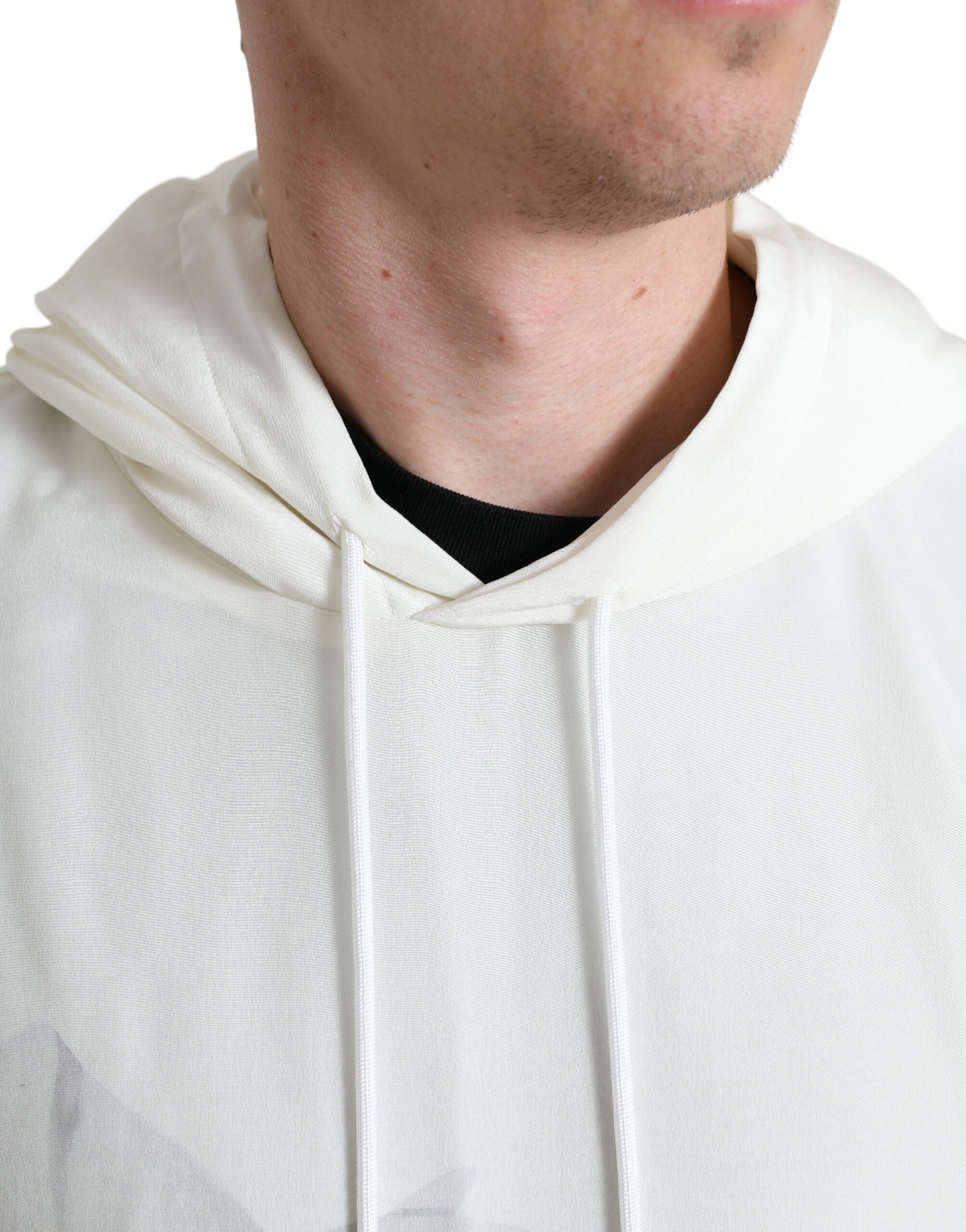 Dolce & Gabbana White Floral Print Hooded Pullover Sweater Dolce & Gabbana