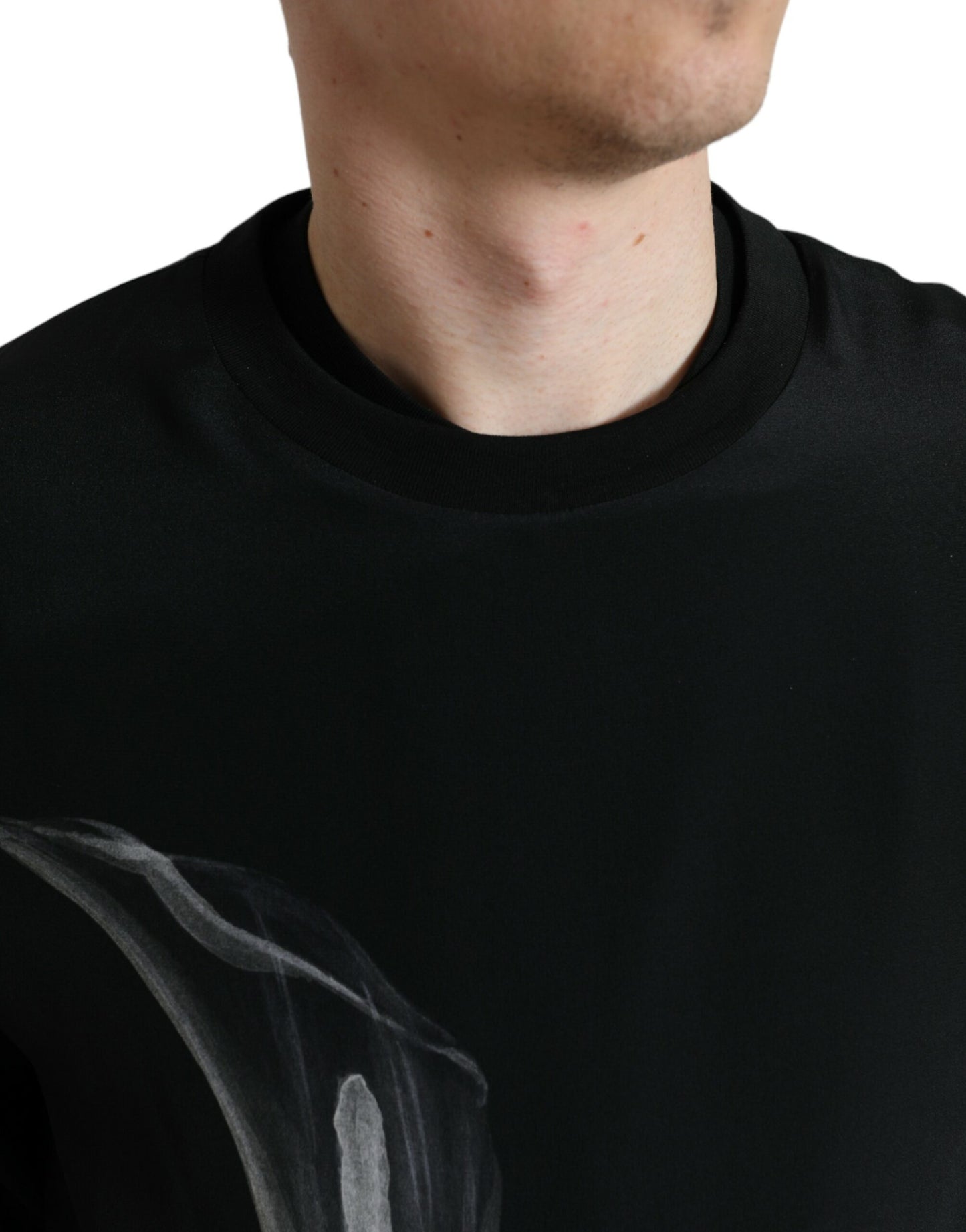 Dolce & Gabbana Black Floral Print Crewneck Pullover Sweater Dolce & Gabbana