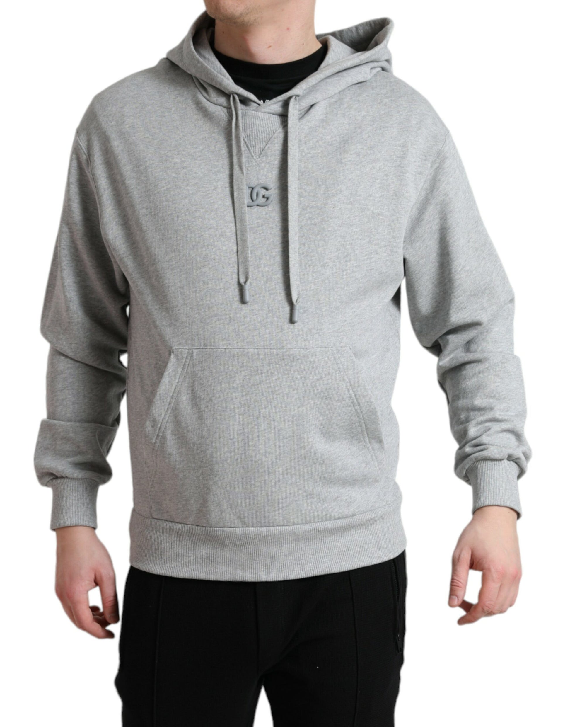 Dolce & Gabbana Gray Cotton Logo Hooded Sweatshirt Sweater Dolce & Gabbana