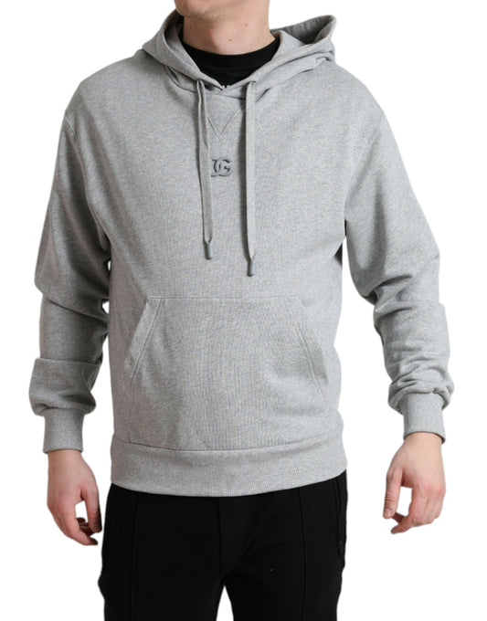 Dolce & Gabbana Gray Cotton Logo Hooded Sweatshirt Sweater Dolce & Gabbana