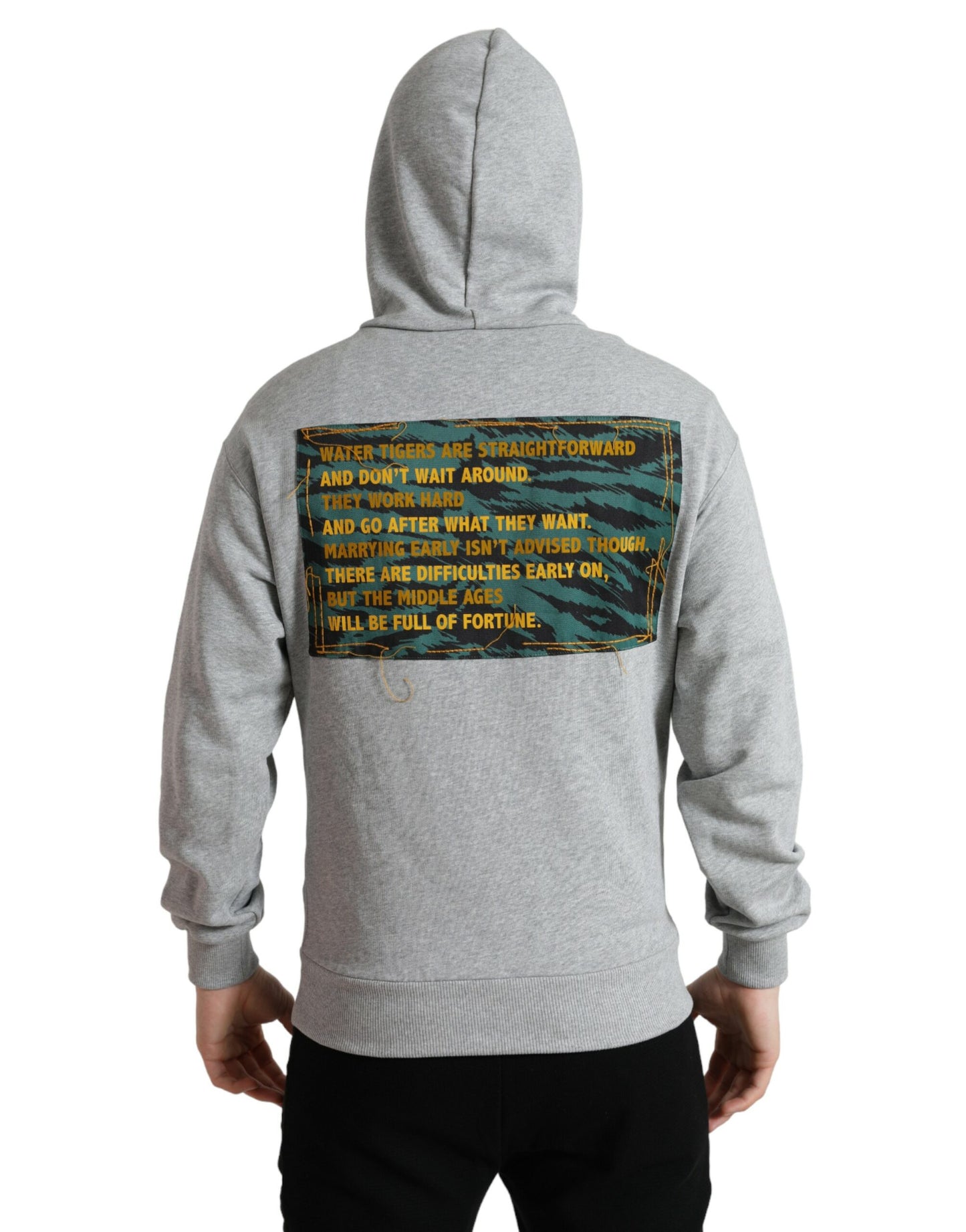 Dolce & Gabbana Gray Cotton Logo Hooded Sweatshirt Sweater Dolce & Gabbana