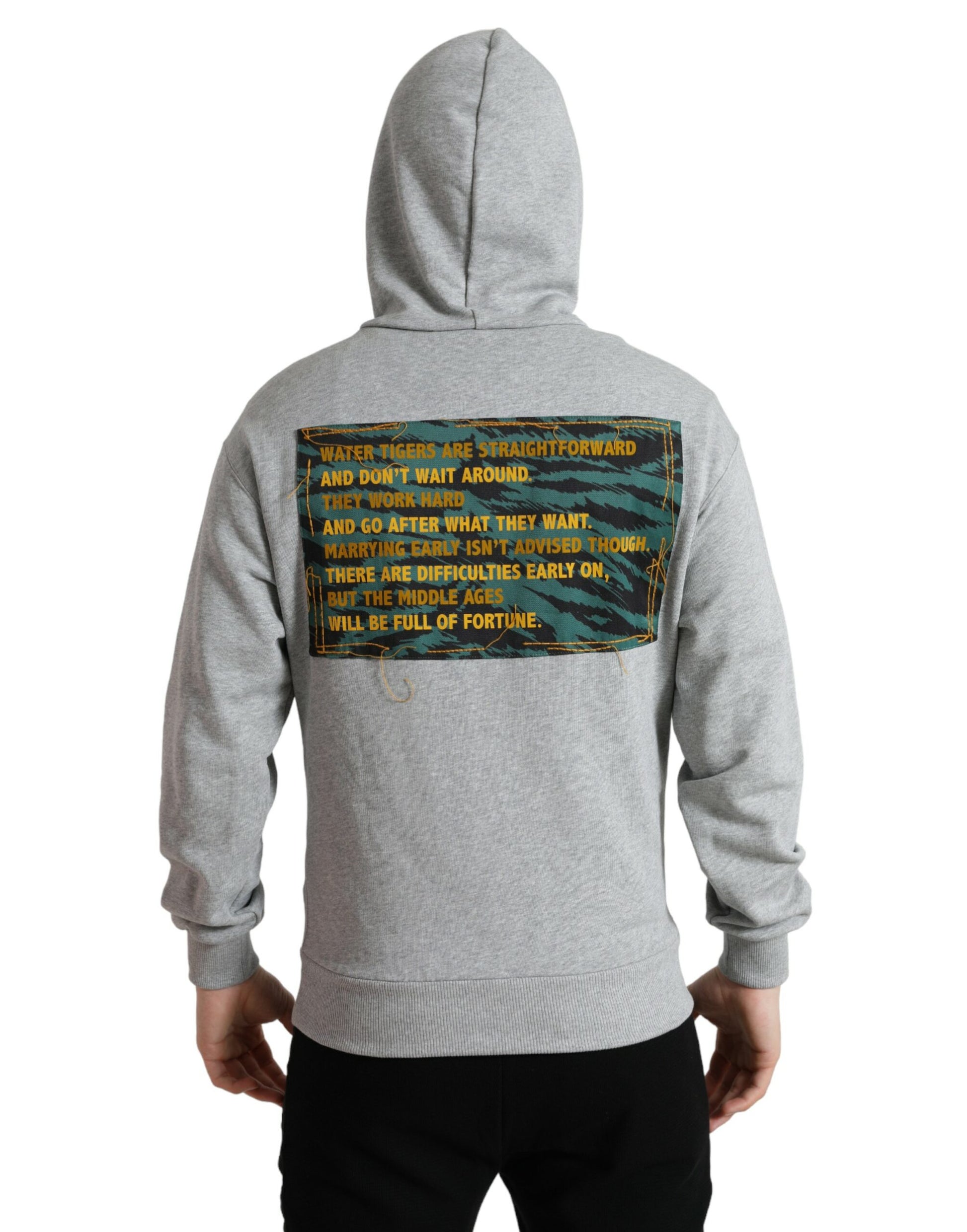 Dolce & Gabbana Gray Cotton Logo Hooded Sweatshirt Sweater Dolce & Gabbana