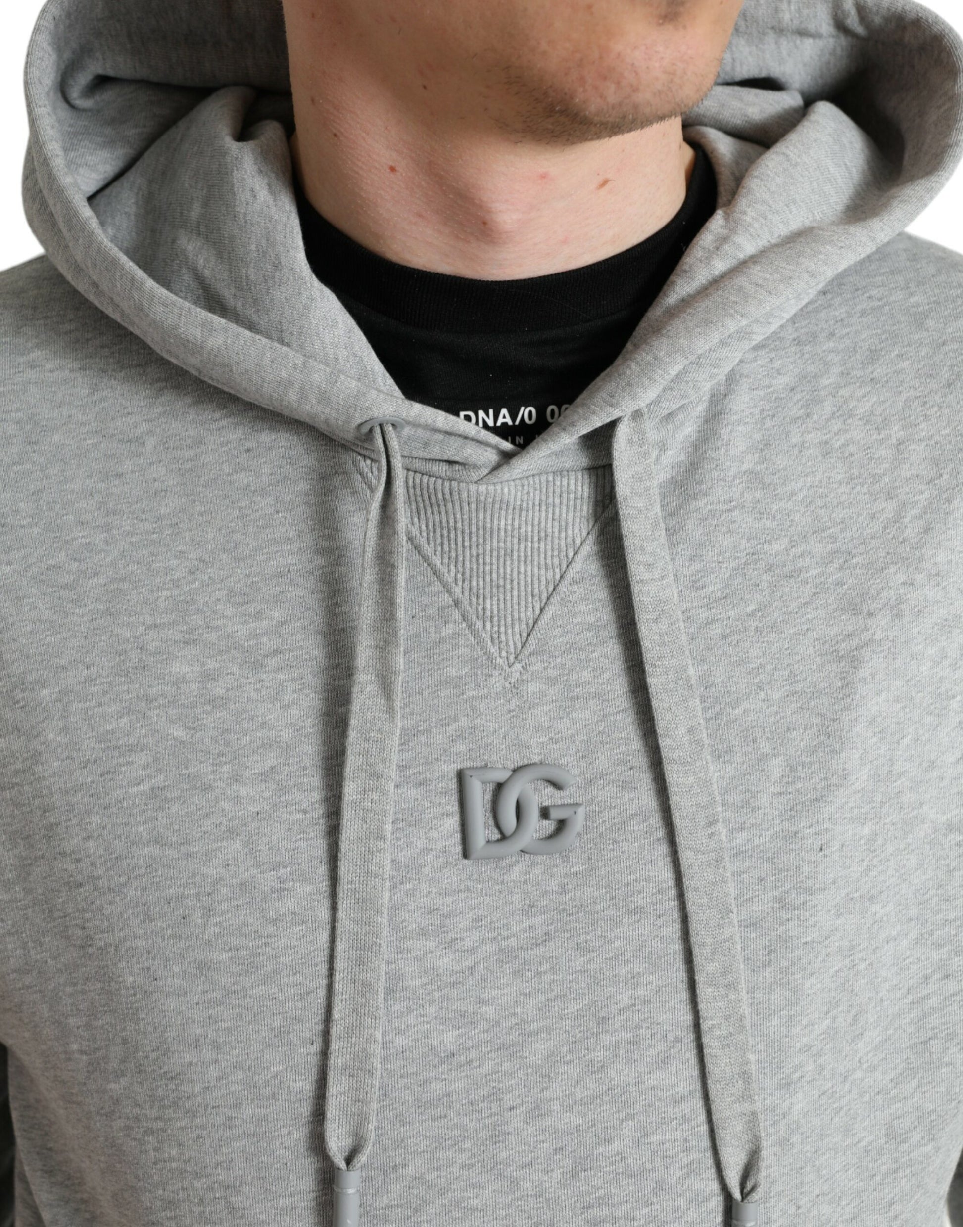 Dolce & Gabbana Gray Cotton Logo Hooded Sweatshirt Sweater Dolce & Gabbana