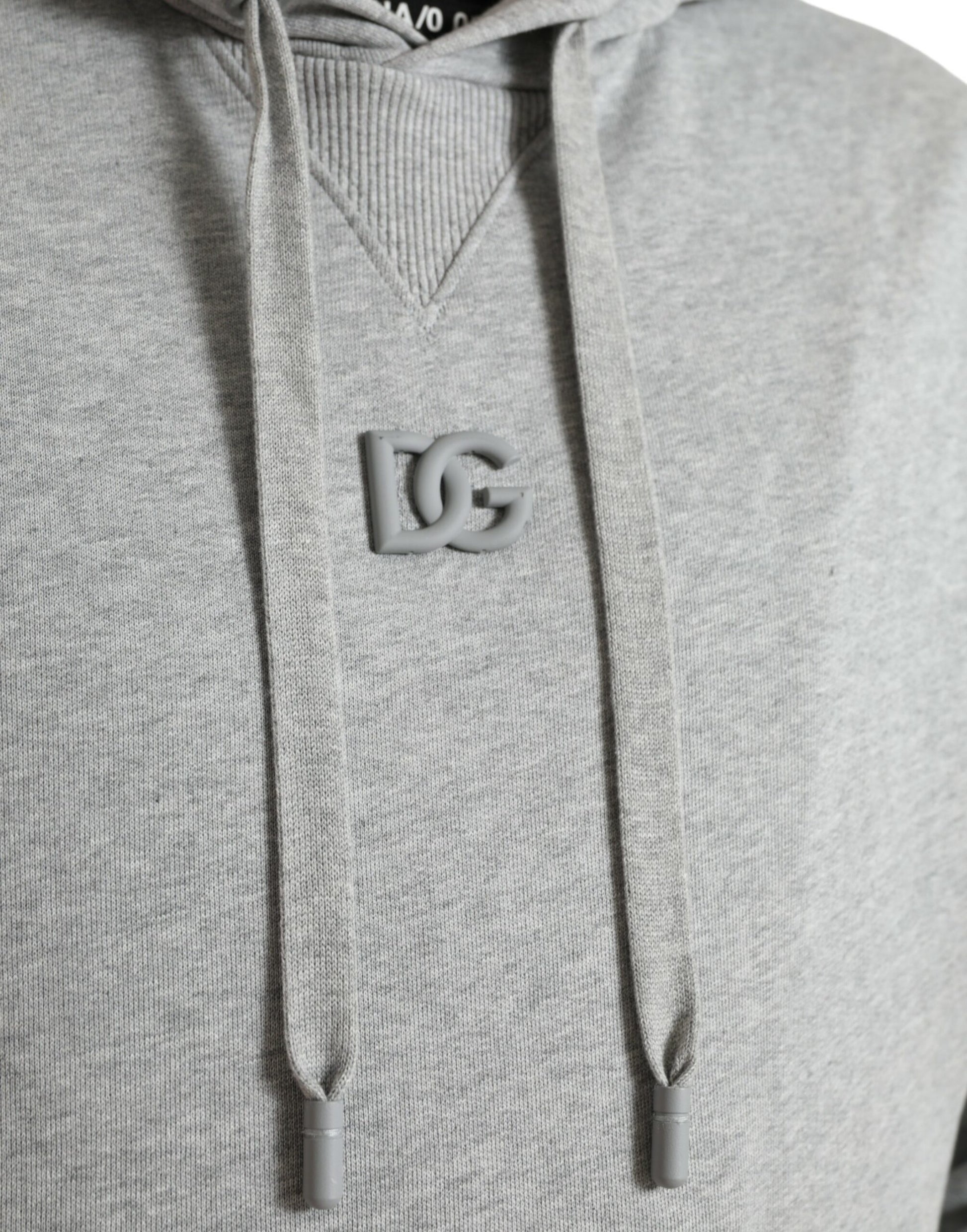 Dolce & Gabbana Gray Cotton Logo Hooded Sweatshirt Sweater Dolce & Gabbana