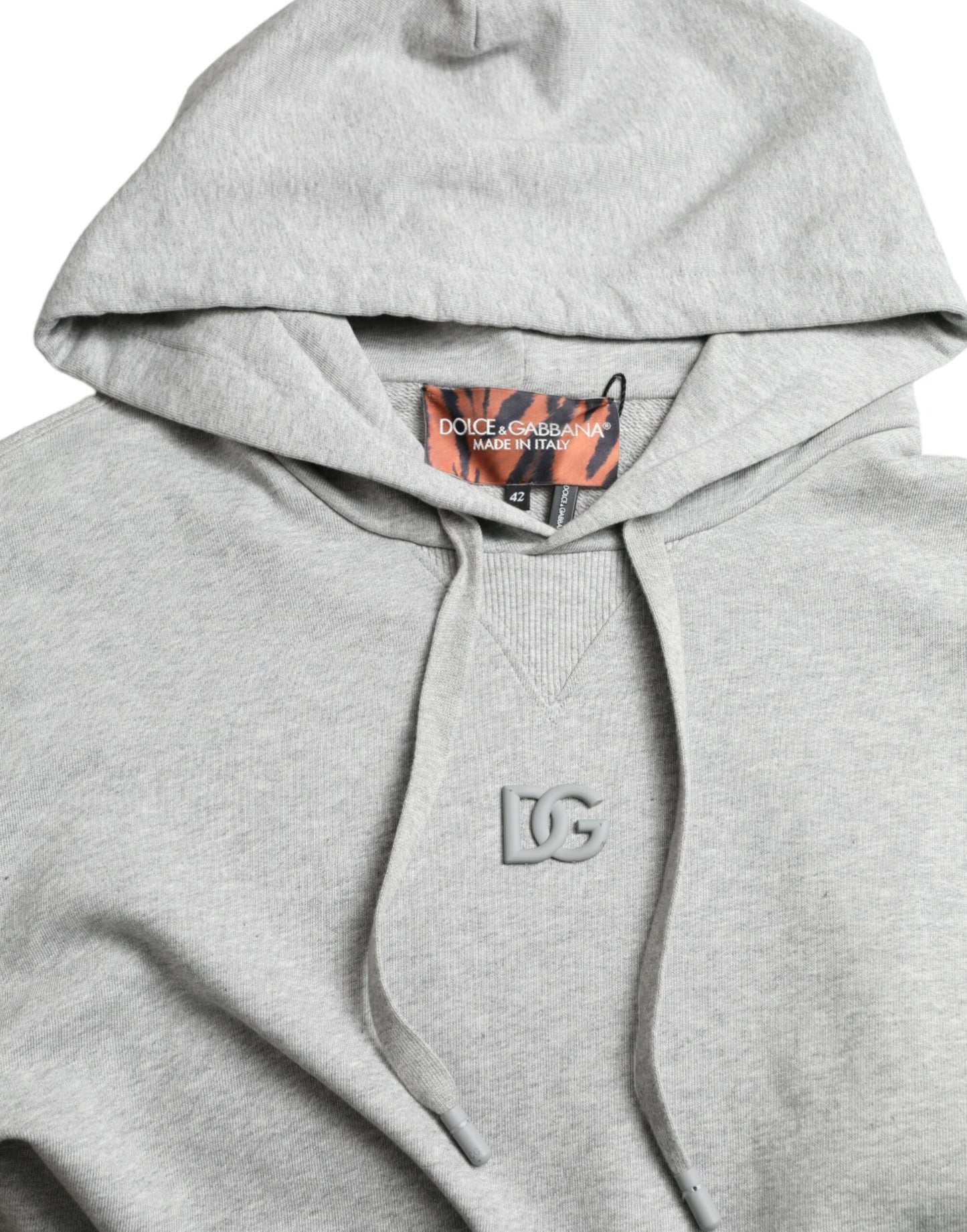 Dolce & Gabbana Gray Cotton Logo Hooded Sweatshirt Sweater Dolce & Gabbana