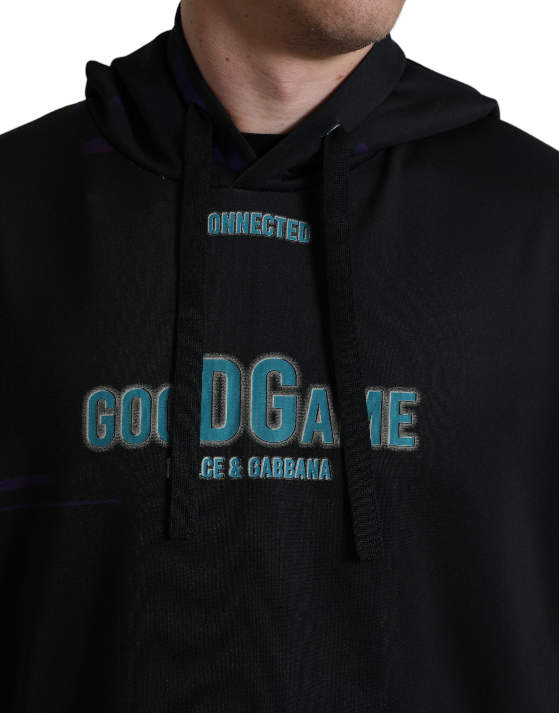 Dolce & Gabbana Black Logo Print Hooded Sweatshirt Sweater Dolce & Gabbana
