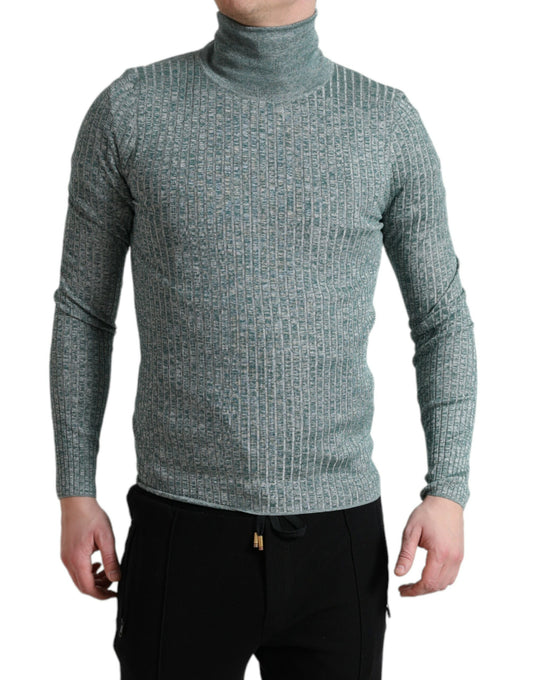 Dolce & Gabbana Green Polyester Turtleneck Pullover Sweater Dolce & Gabbana