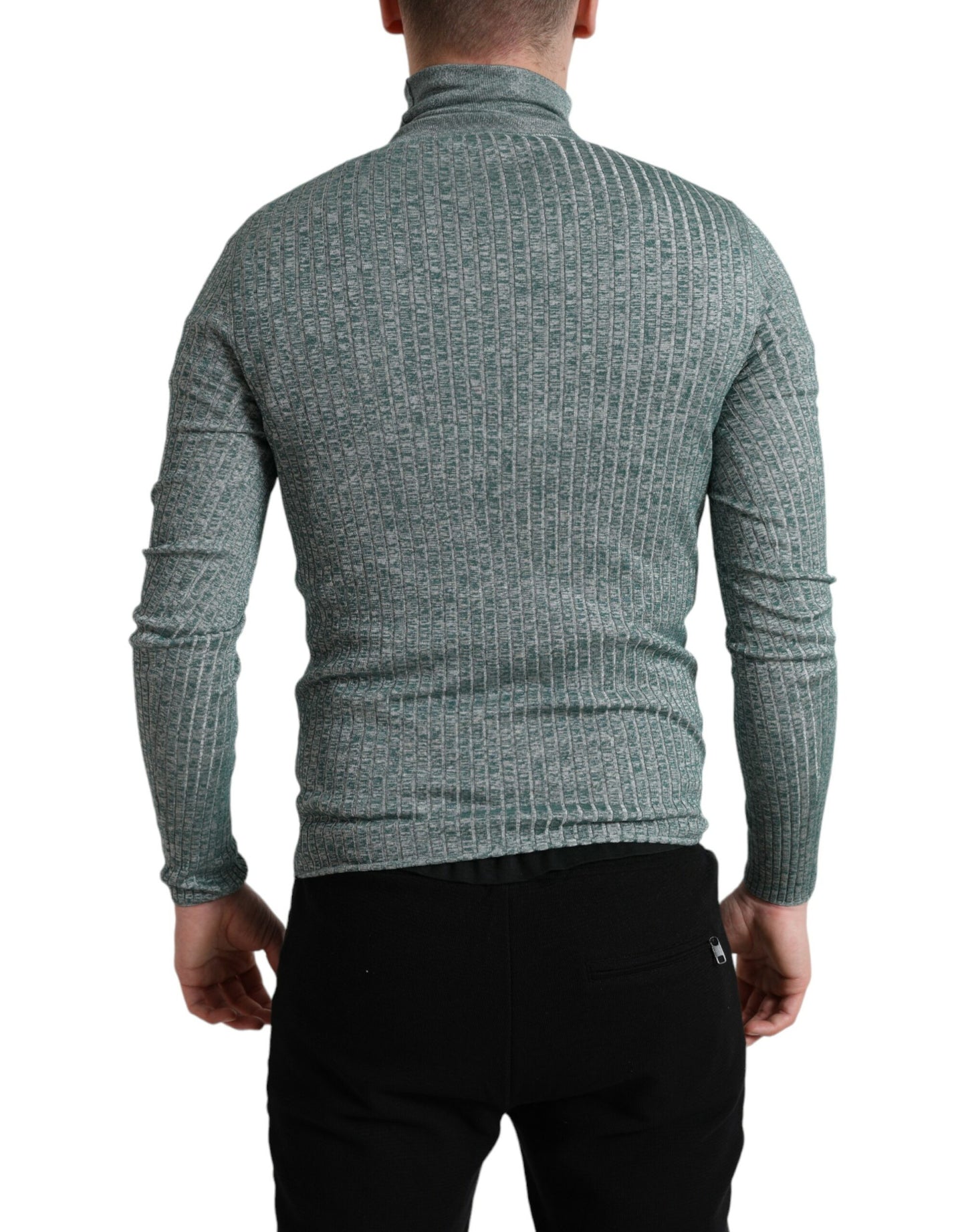 Dolce & Gabbana Green Polyester Turtleneck Pullover Sweater Dolce & Gabbana