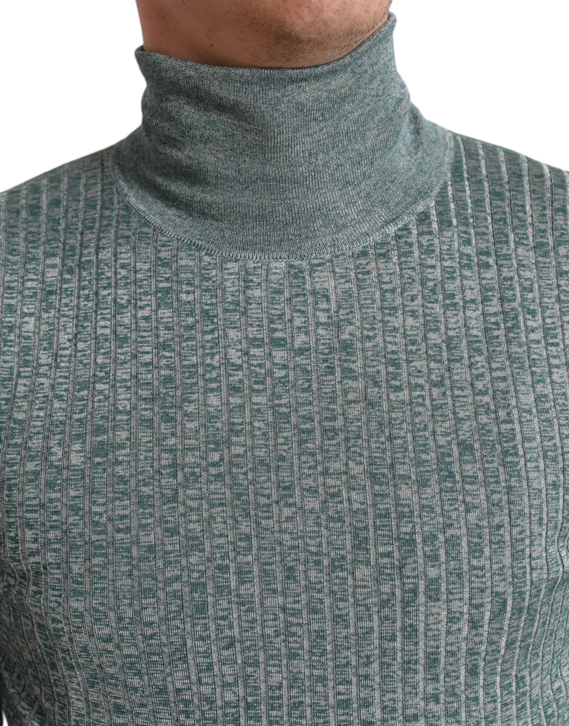 Dolce & Gabbana Green Polyester Turtleneck Pullover Sweater Dolce & Gabbana