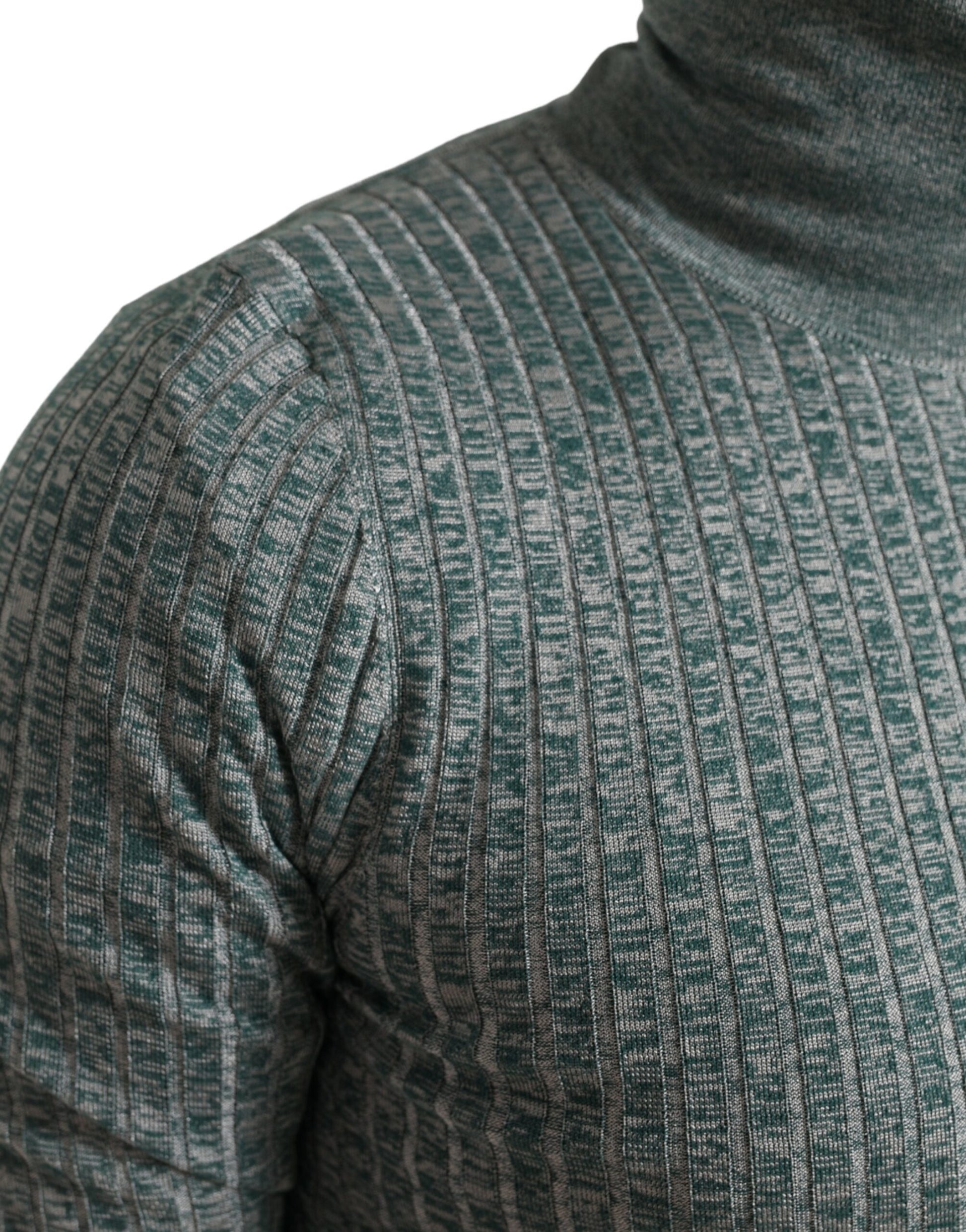 Dolce & Gabbana Green Polyester Turtleneck Pullover Sweater Dolce & Gabbana