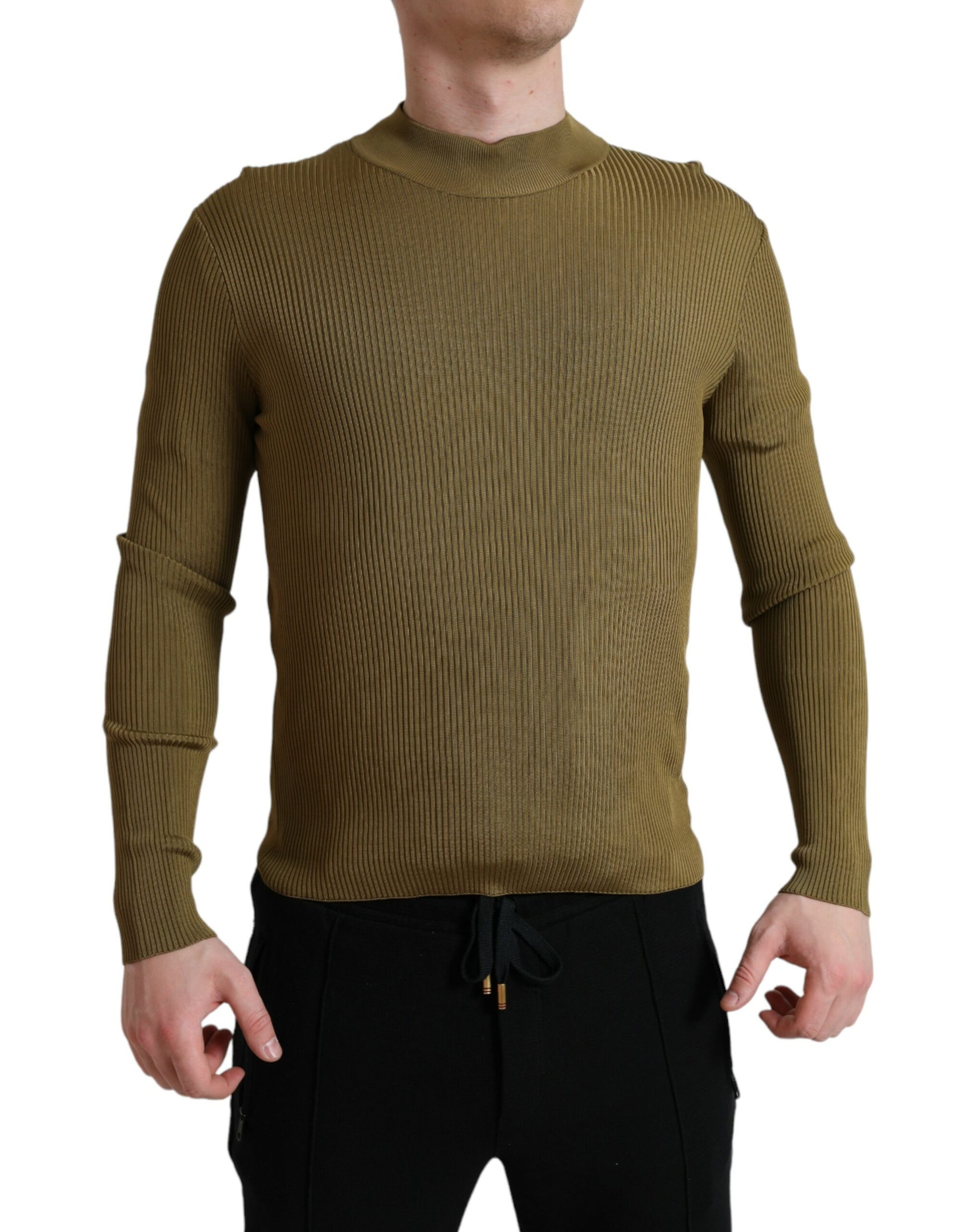 Dolce & Gabbana Army Green Viscose Crewneck Pullover Sweater Dolce & Gabbana