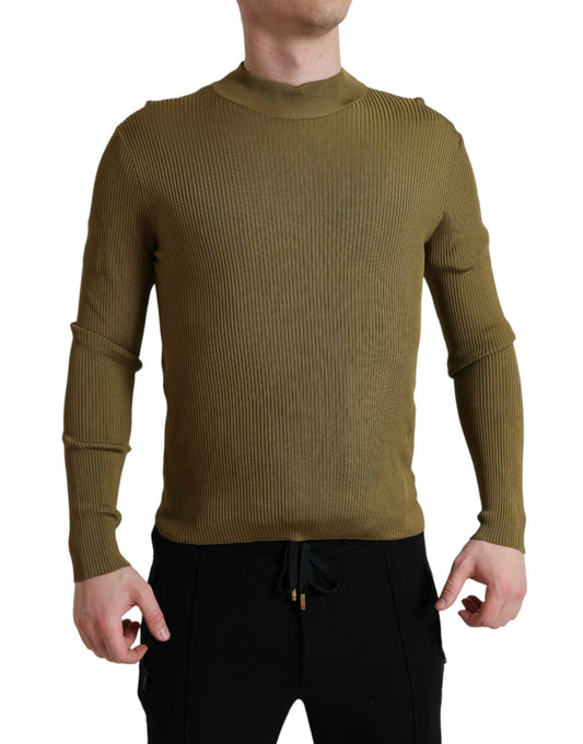Dolce & Gabbana Army Green Viscose Crewneck Pullover Sweater Dolce & Gabbana
