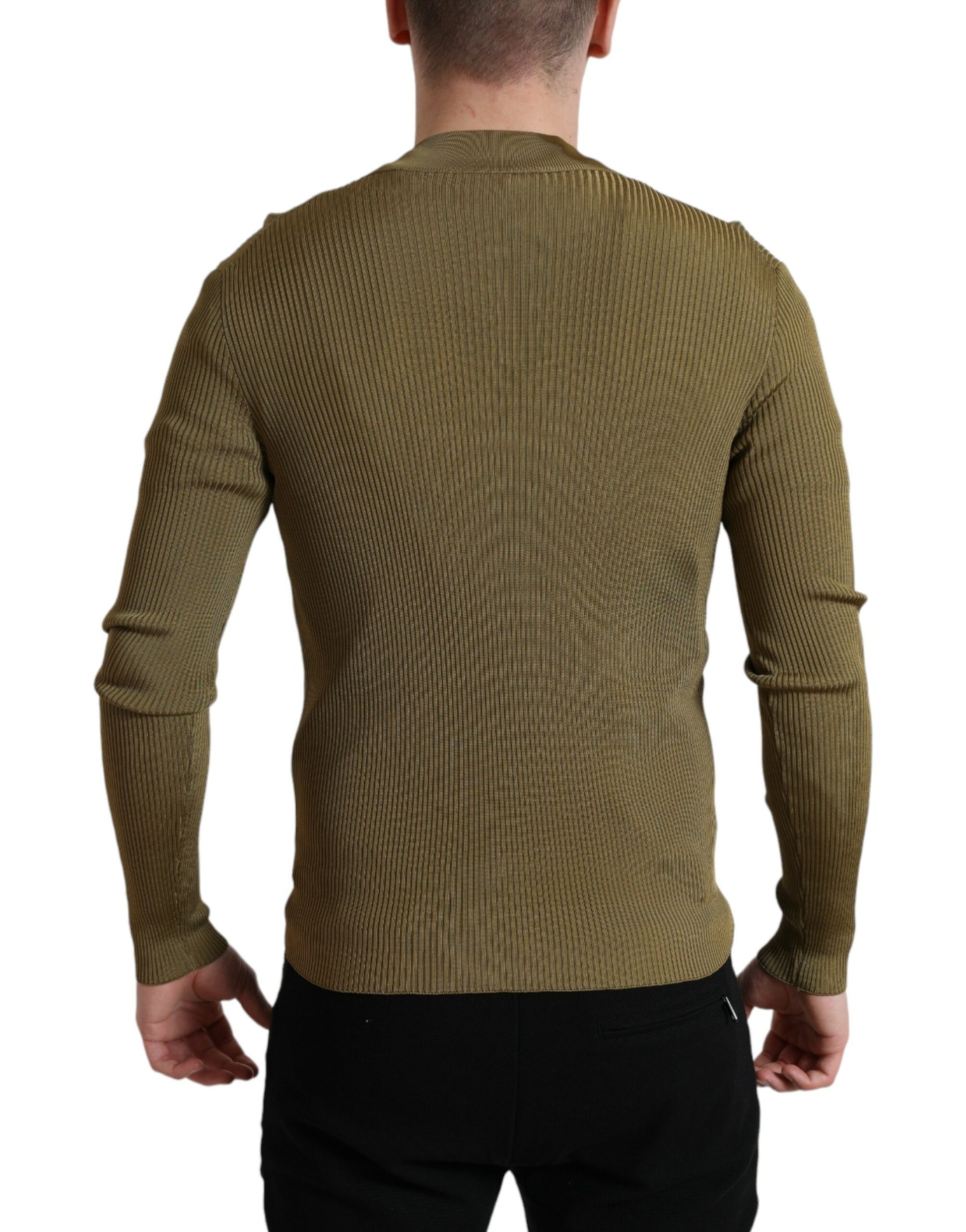 Dolce & Gabbana Army Green Viscose Crewneck Pullover Sweater Dolce & Gabbana